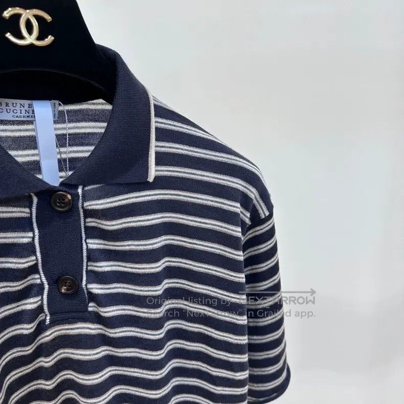 Brunello Cucinelli Brunello Cucinelli Knitted striped polo shirt T-shirt Size XS / US 0-2 / IT 36-38 - 3 Thumbnail