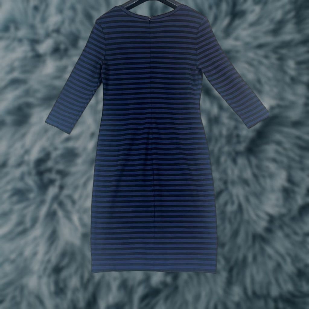 Nicole Miller Nicole Miller Artelier Women Dress Striped Long Sleeve Round Neck Zip Knee Length Stretch L Multicolor Sheath Casual Workwear$ Size L / US 10 / IT 46 - 1 Thumbnail