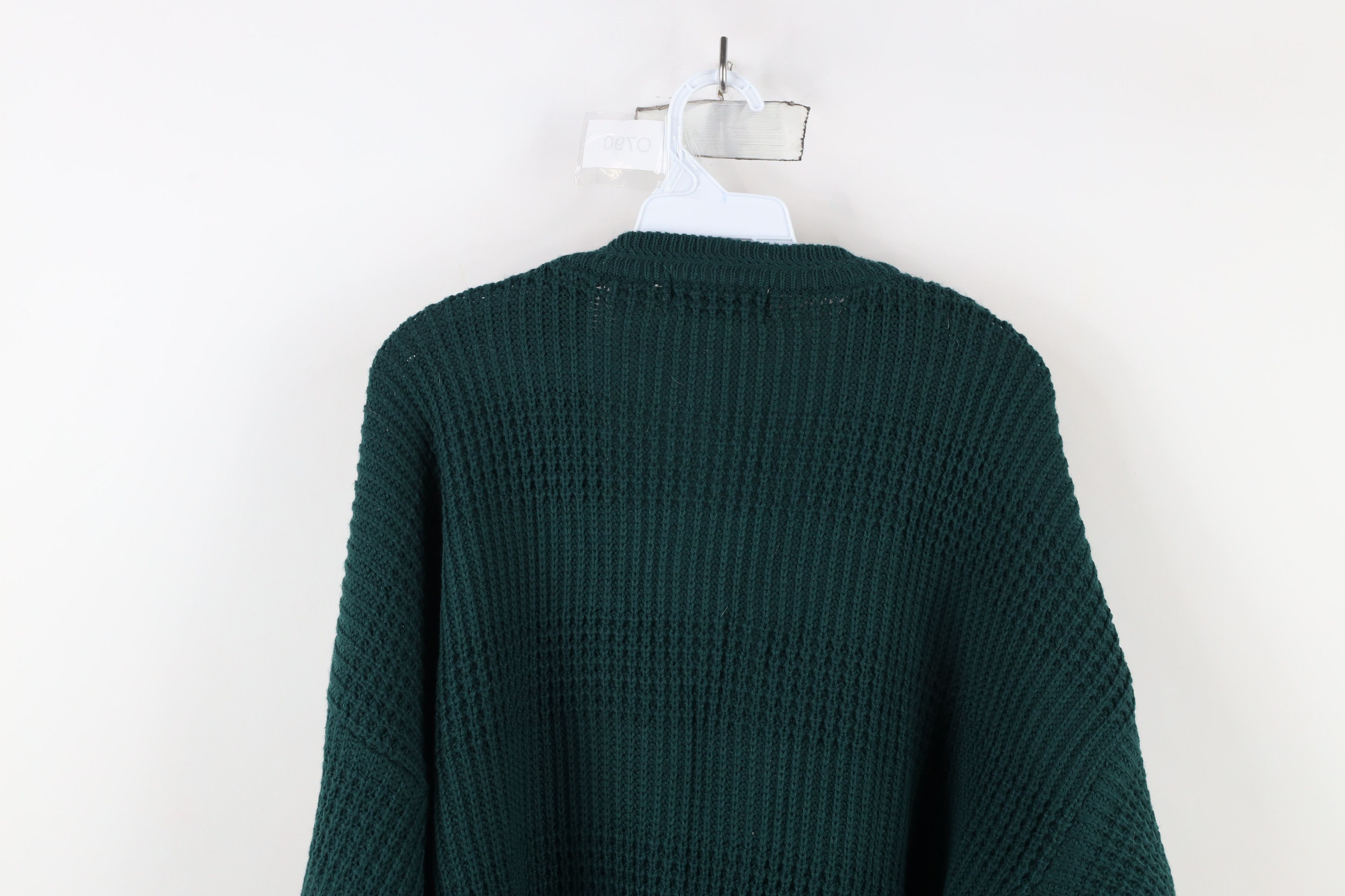 Vintage Vintage 90s Streetwear Ribbed Knit Cardigan Sweater Green Size US XL / EU 56 / 4 - 9 Thumbnail