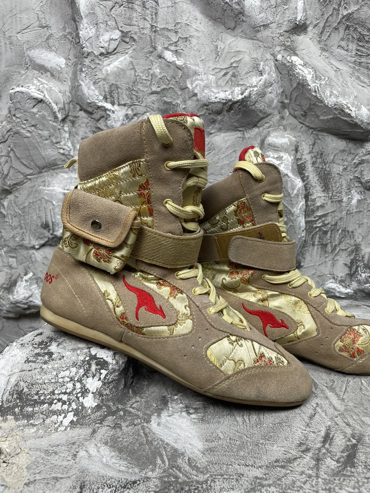 Japanese Brand × Vintage 2000s Y2K Punk Pocket Rare High Shoes Chinese Satin Pattern Size US 8 / IT 38 - 3 Thumbnail