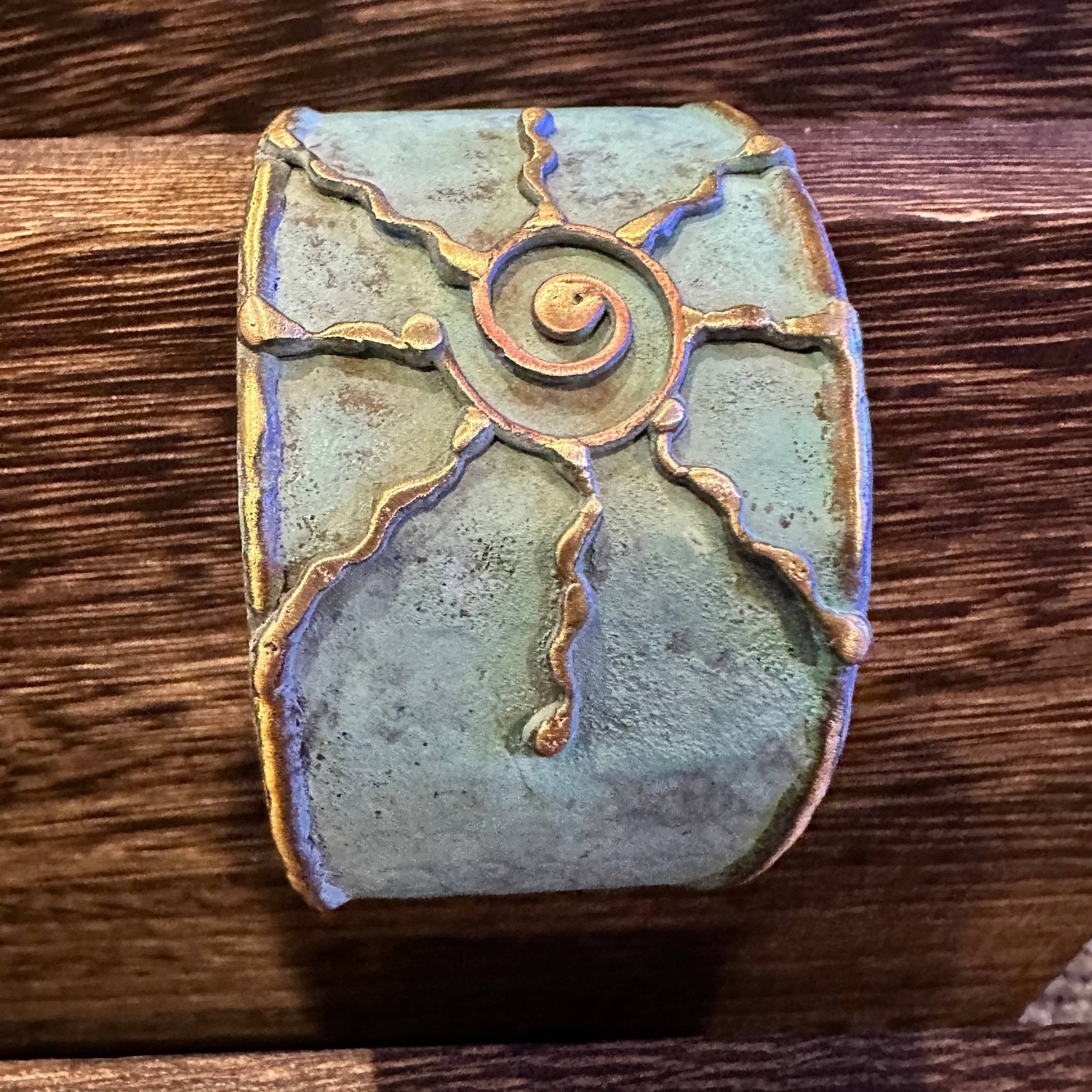 Other Artisan Aqua Patina Brass Cuff Bracelet, 2in Wide, Adjustabl Size ONE SIZE - 9 Thumbnail