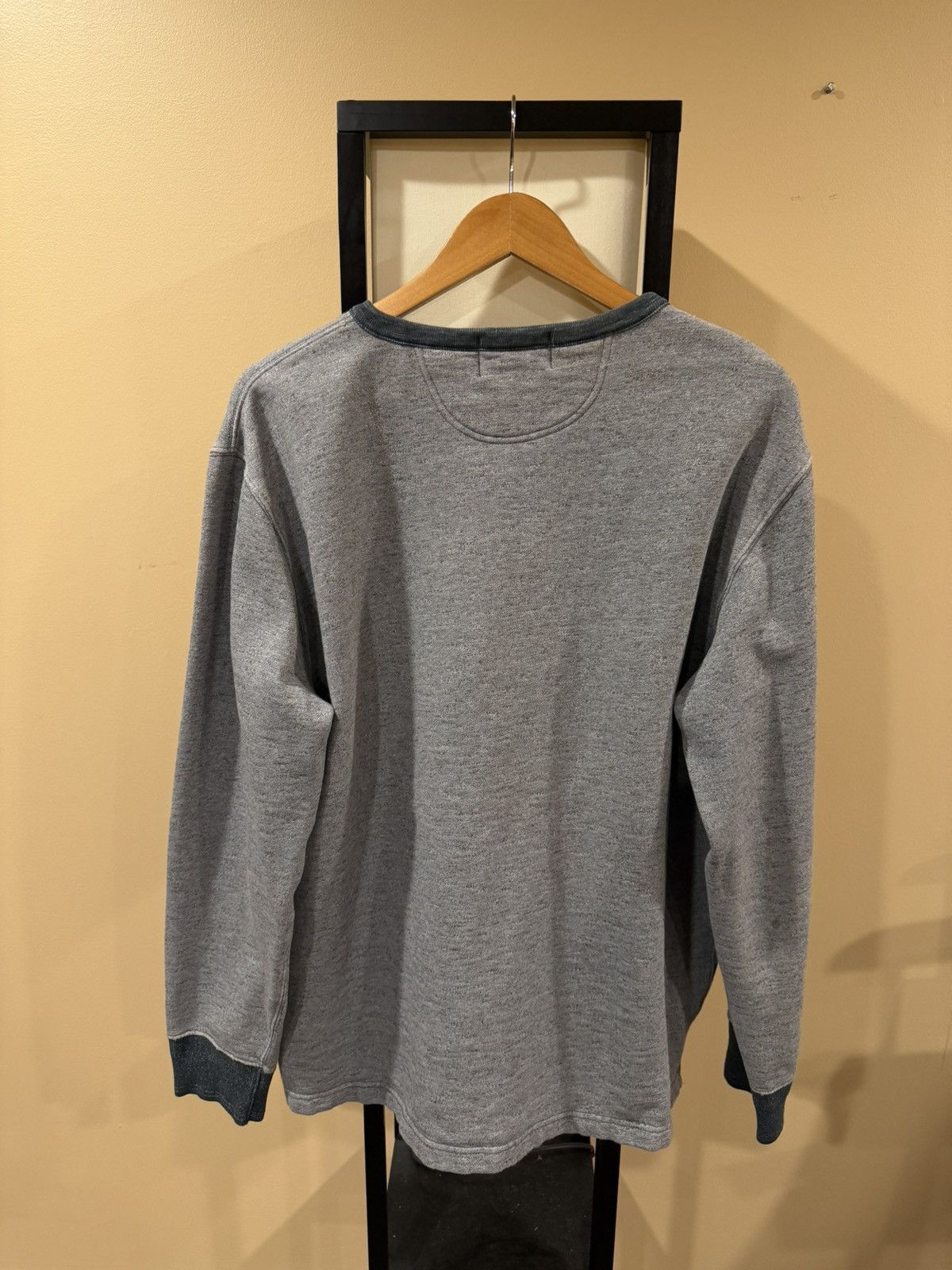 RRL Ralph Lauren RRL Ralph Lauren Heather Grey Henley Sweater Button Shirt Size US XL / EU 56 / 4 - 4 Thumbnail