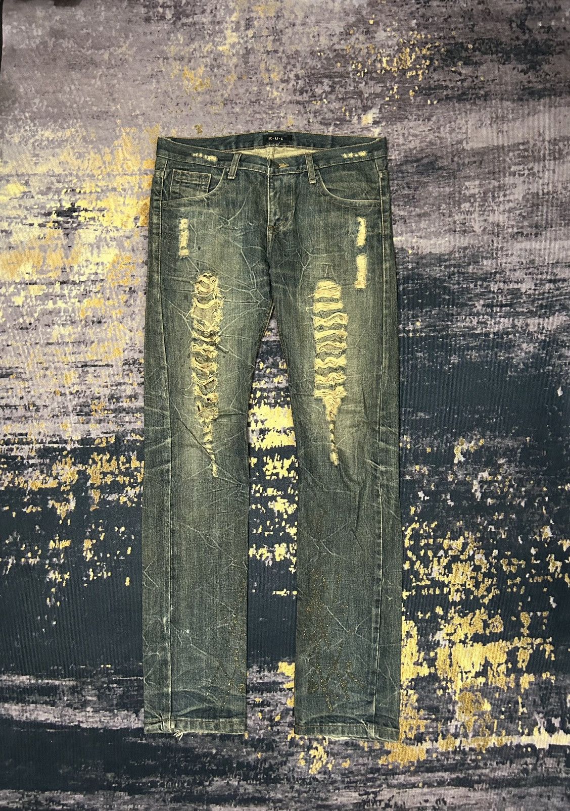 Tornado Mart Kui Mudwash Clawmark Distressed Jeans Size US 36 / EU 52 - 1 Thumbnail