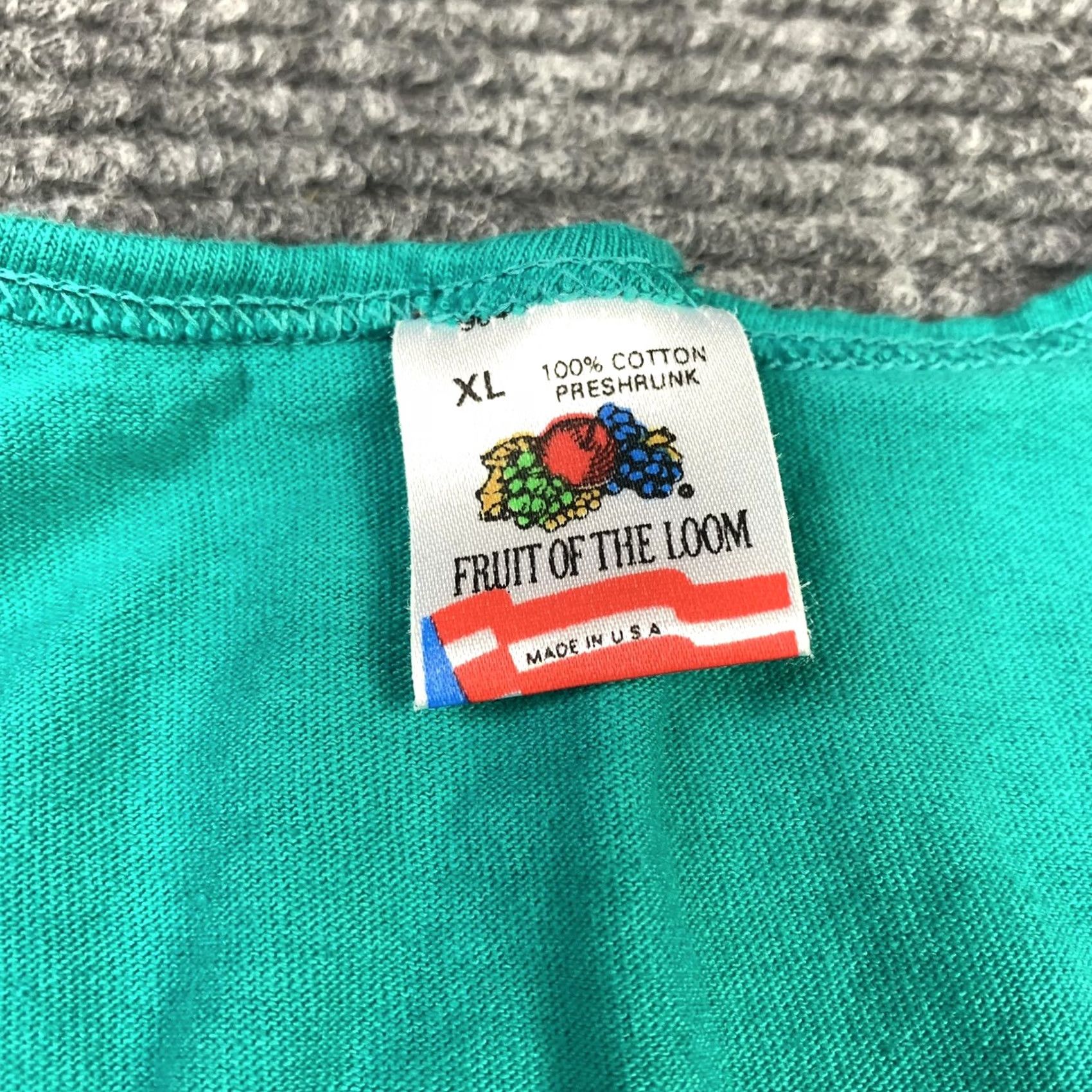 Fruit Of The Loom VINTAGE 90s Adult XL Green Tank Top Sleeveless Shirt Clark Team Fruit of the Loom Shirt Mens Tank Top Graphic Double Sided 90s Theme Size US XL / EU 56 / 4 - 2 Thumbnail