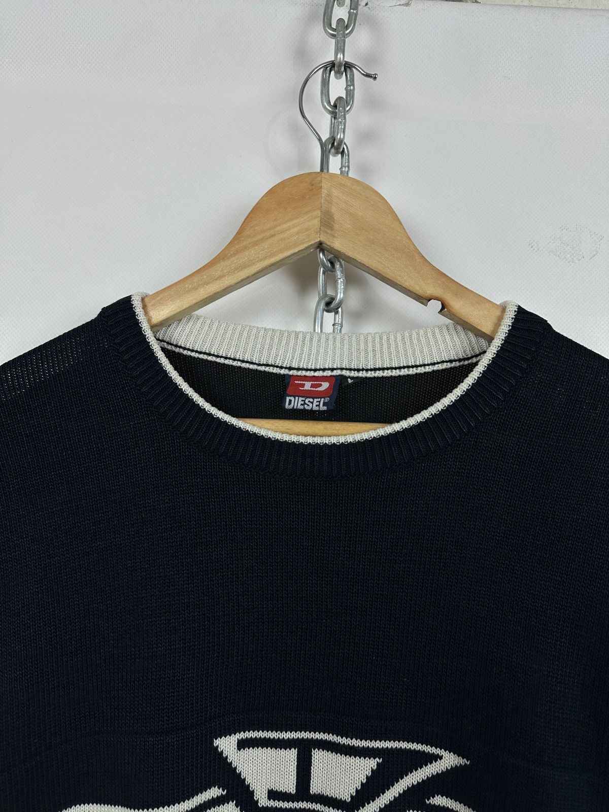Diesel Vintage Diesel Y2K Big Logo Navy Blue Knit Sweater Size US L / EU 52-54 / 3 - 15 Thumbnail
