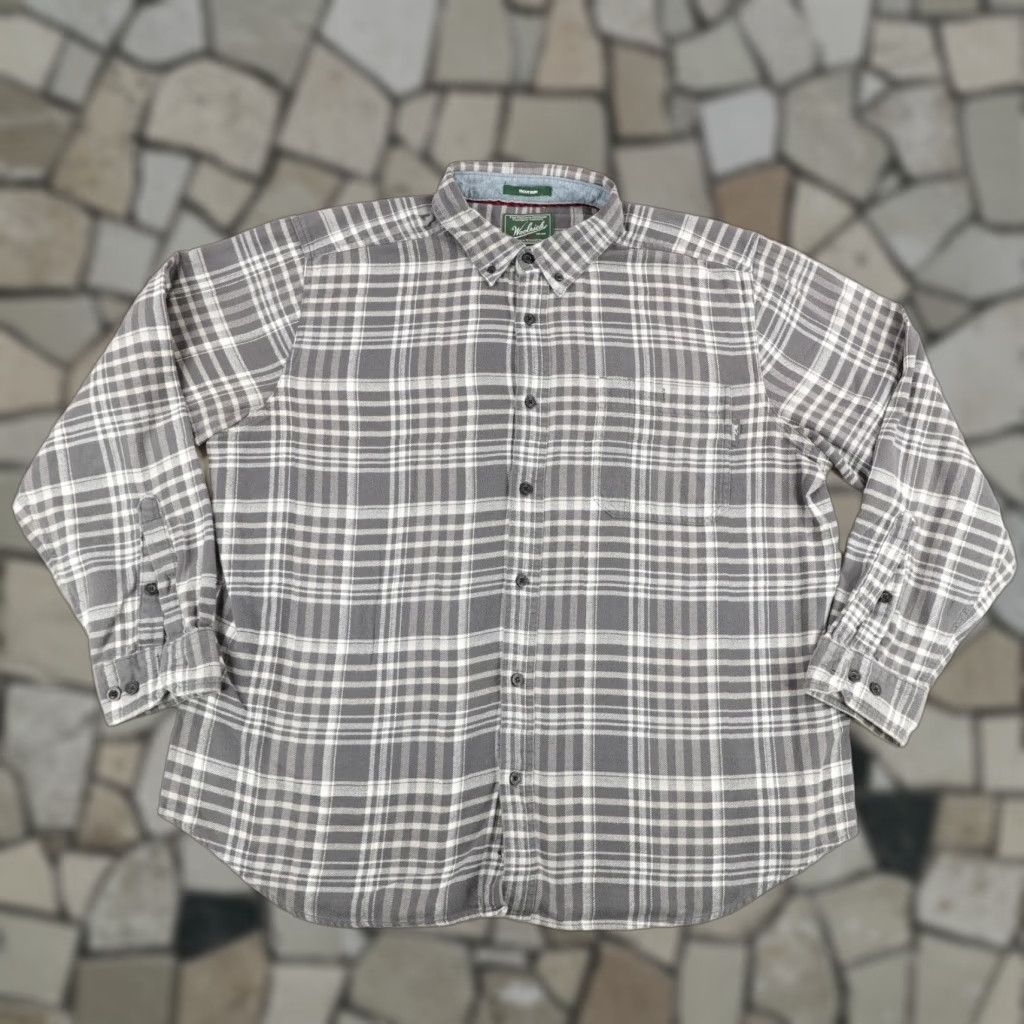 Vintage Woolrich Shirt Mens 2XL Plaid Flannel Button-Up Work Grey White Cotton Woolrich Brand Shirt 2XL Mens 90s Outdoor Pockets Button-Down Size US XXL / EU 58 / 5 - 1 Thumbnail