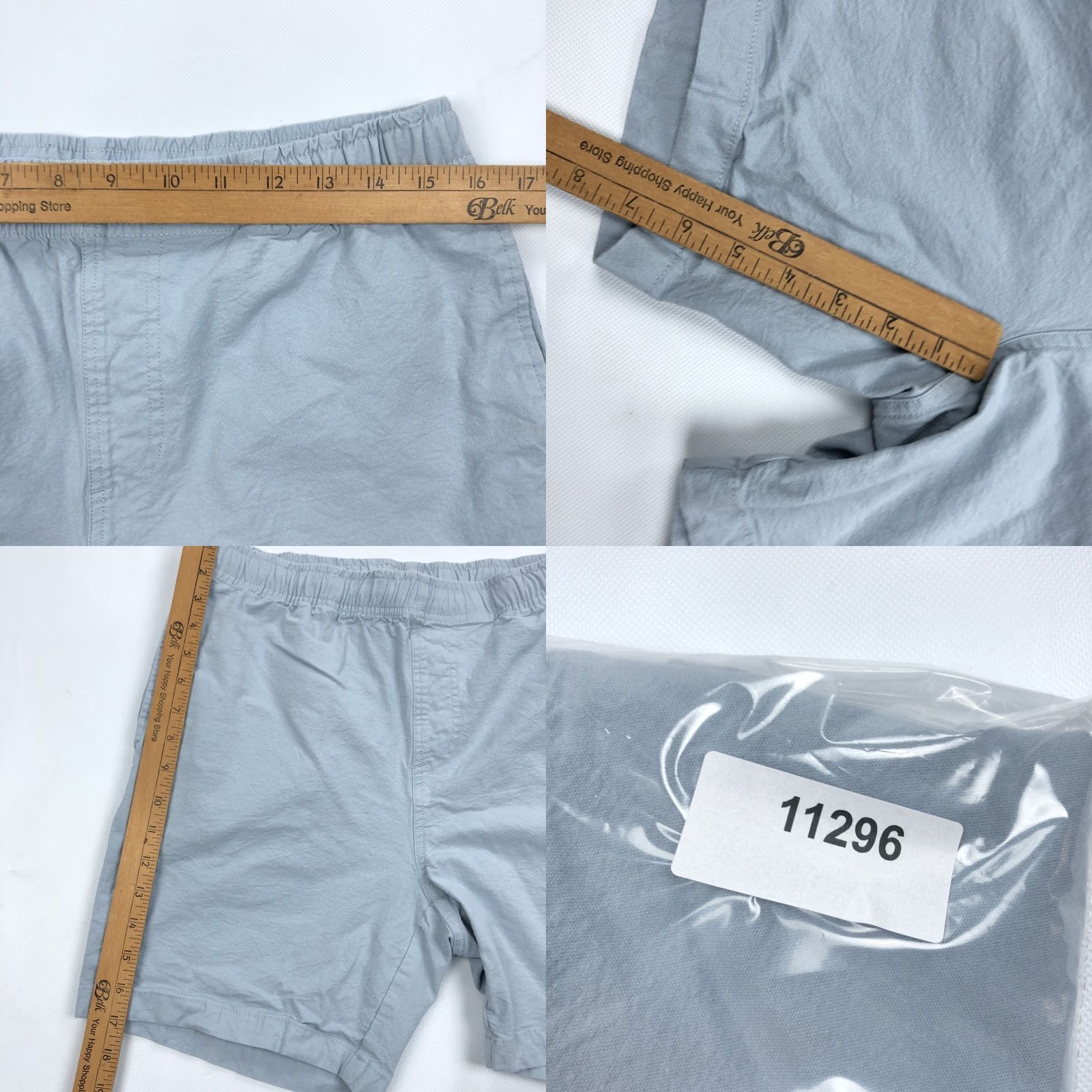 Vintage Free Fly Men's Light Blue Shorts L Canvas Stretch Elastic Waist Casual Activewear 32-36 in Waist Size US 33 - 8 Thumbnail