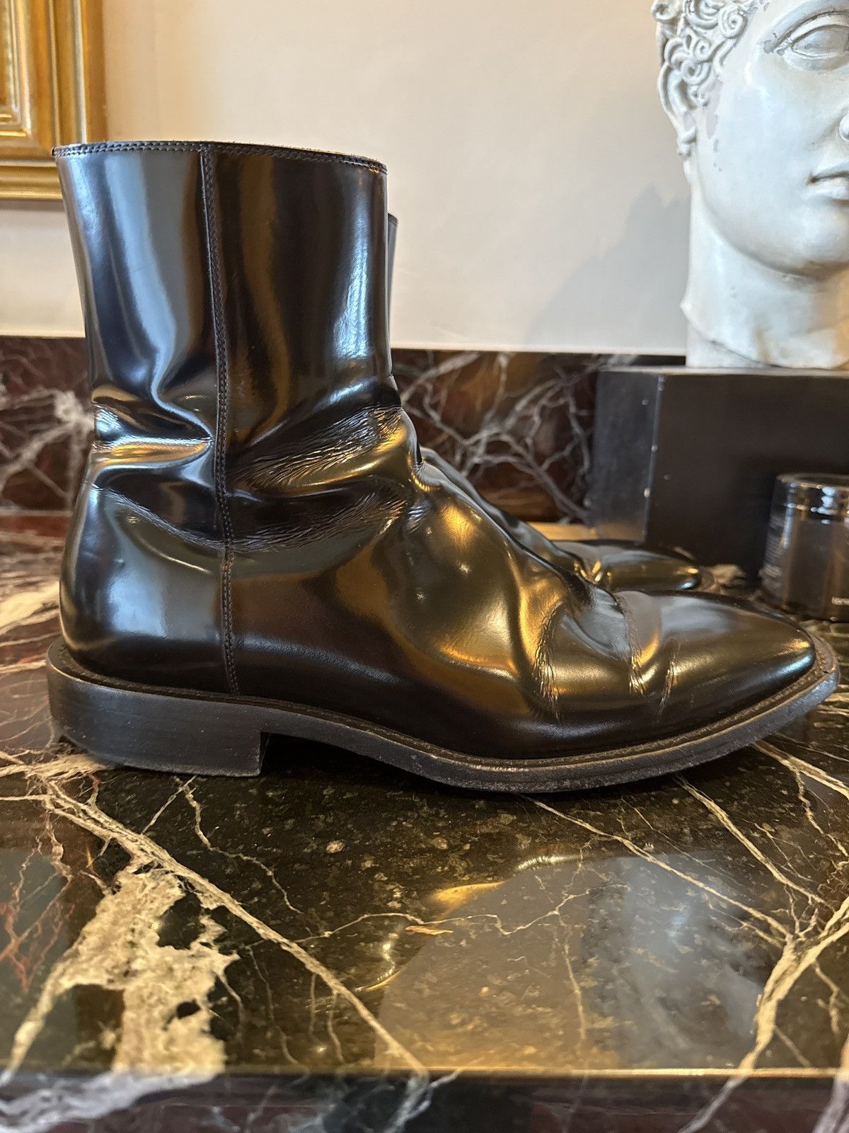 Balenciaga BALENCIAGA SANTIAGOS SS19 SQUARE TOE LEATHER BOOTS Size US 9.5 / EU 42-43 - 4 Thumbnail