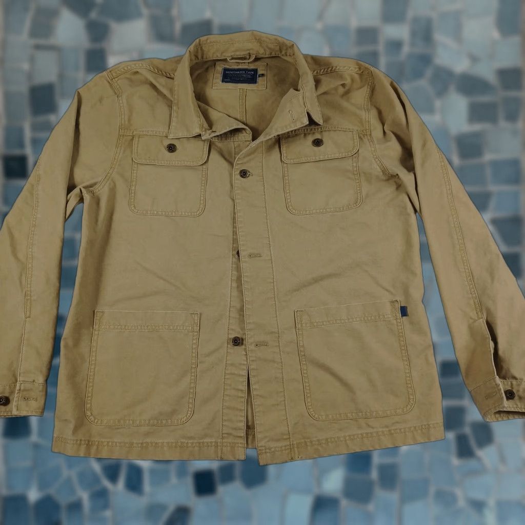 Southern Tide Jacket Mens XL Brown Canvas Chore Outdoor Pockets Workwear