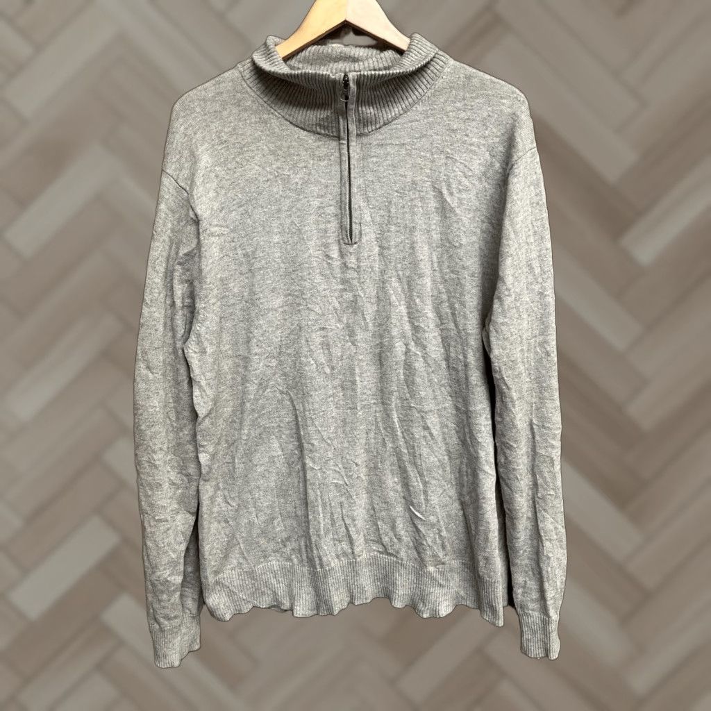 J.Crew J. Crew Mens Gray Mock Neck 1/4 Zip Cotton Sweater XL Size US XL / EU 56 / 4 - 1 Thumbnail