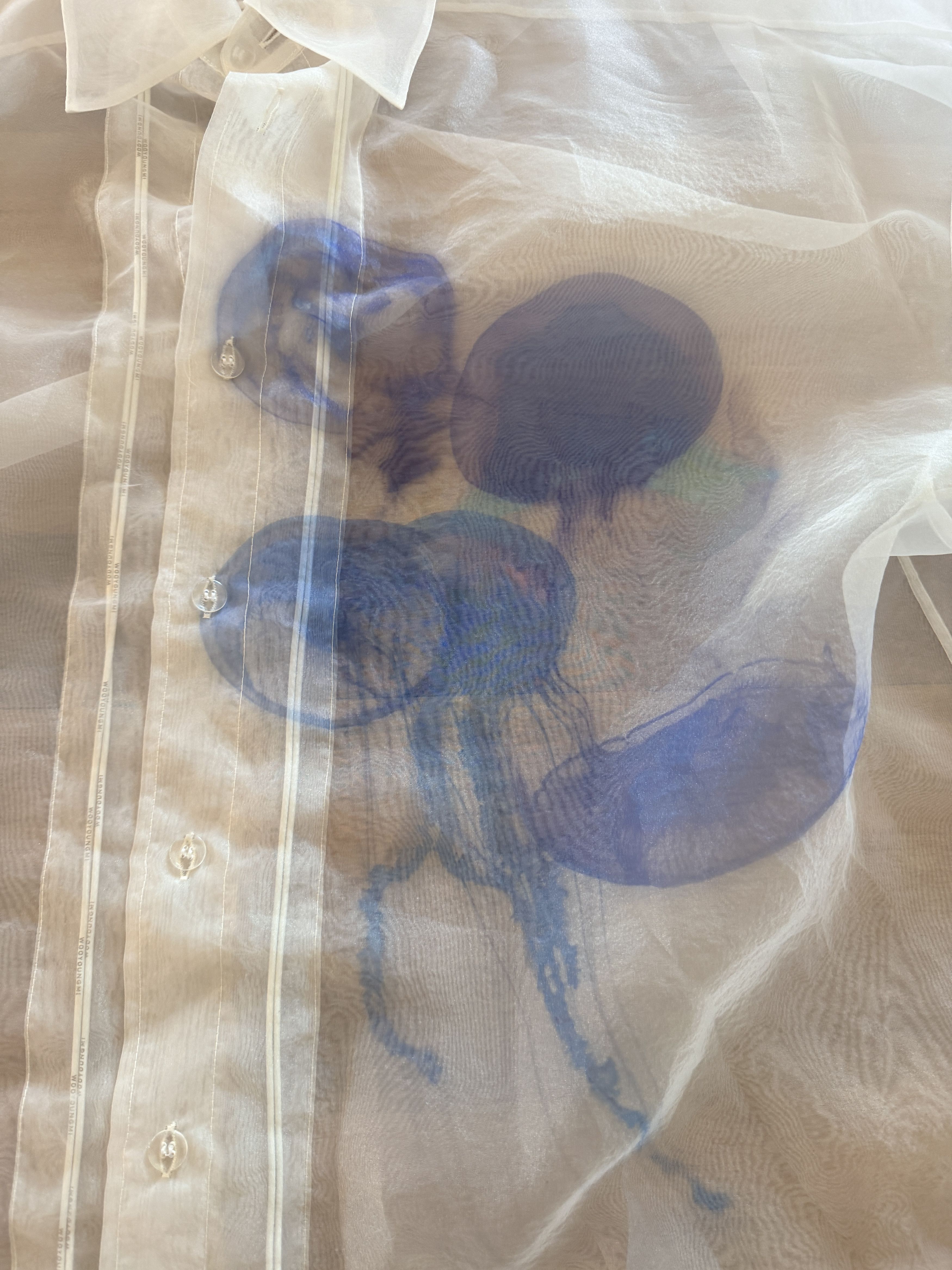 Wooyoungmi Wooyoungmi Off-White Sheer Jellyfish Print Size US L / EU 52-54 / 3 - 2 Thumbnail