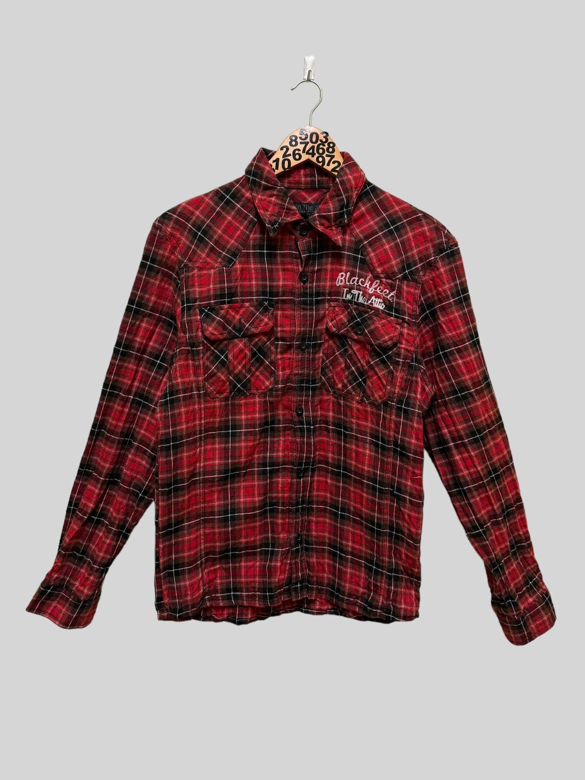 In The Attic Vintage In The Attic Tartan Plaid Embroidery Flannel Size US M / EU 48-50 / 2 - 2 Thumbnail