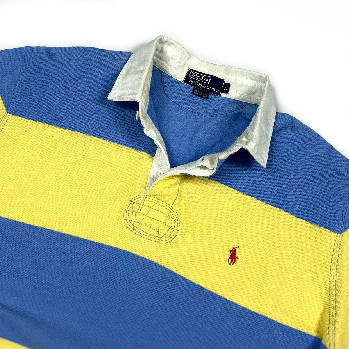 Polo Ralph Lauren × Rugby Ralph Lauren × Vintage Vintage Polo Ralph Lauren Blue/Yellow Cotton Rugby Shirt - L Size US L / EU 52-54 / 3 - 3 Thumbnail