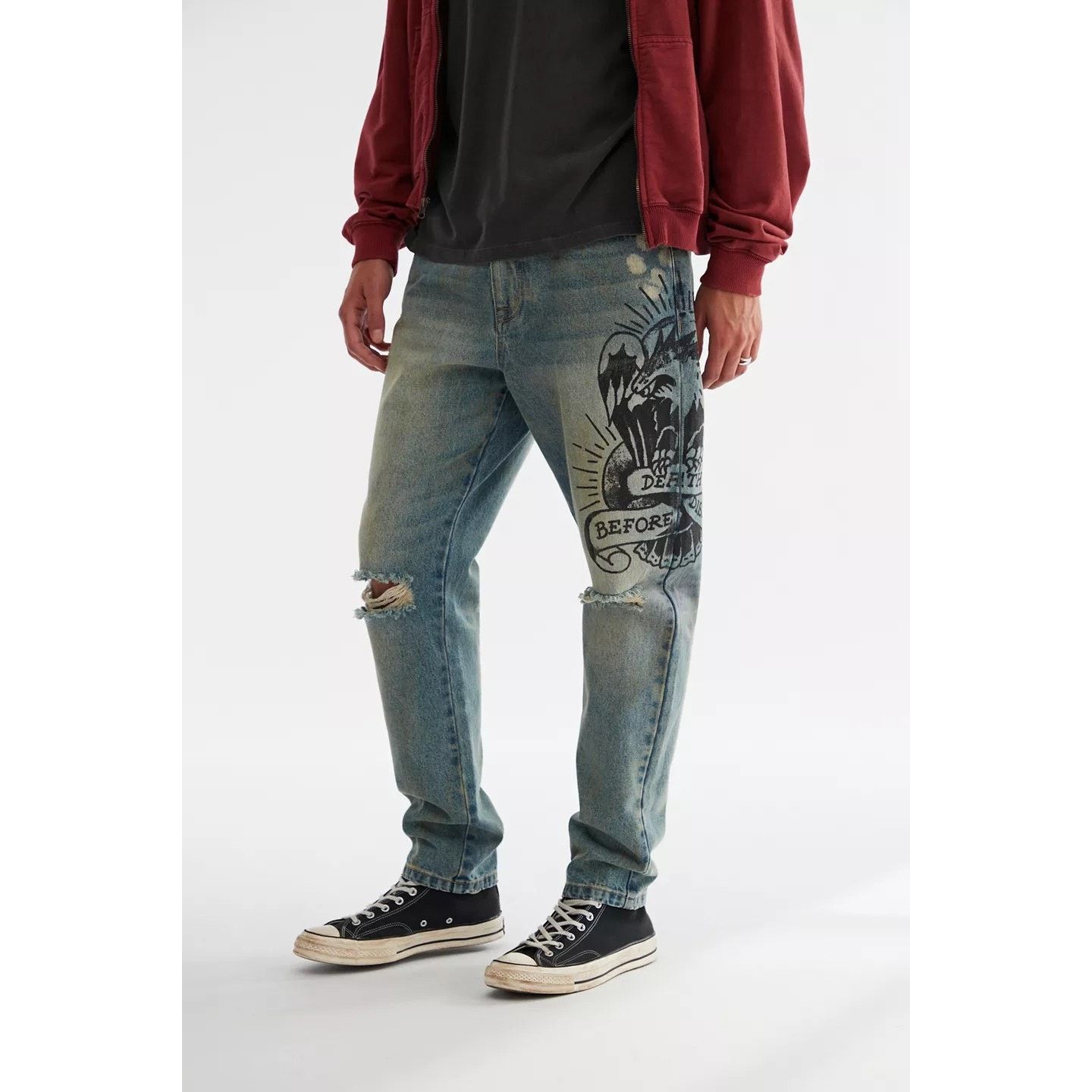 Urban Outfitters New Urban Outfitters Ed Hardy Graphic Slim Taper Jean $175 Size US 32 / EU 48 - 1 Thumbnail