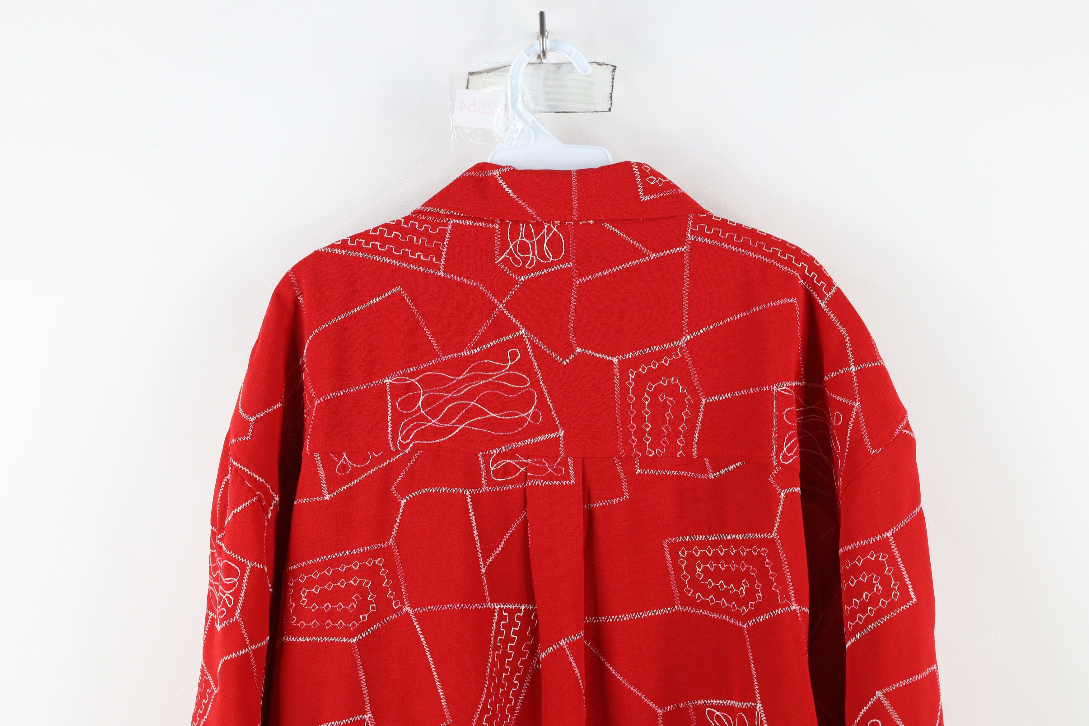 Vintage Vintage 90s Streetwear Geometric Baggy Fit Button Shirt Red Size US XXL / EU 58 / 5 - 11 Thumbnail