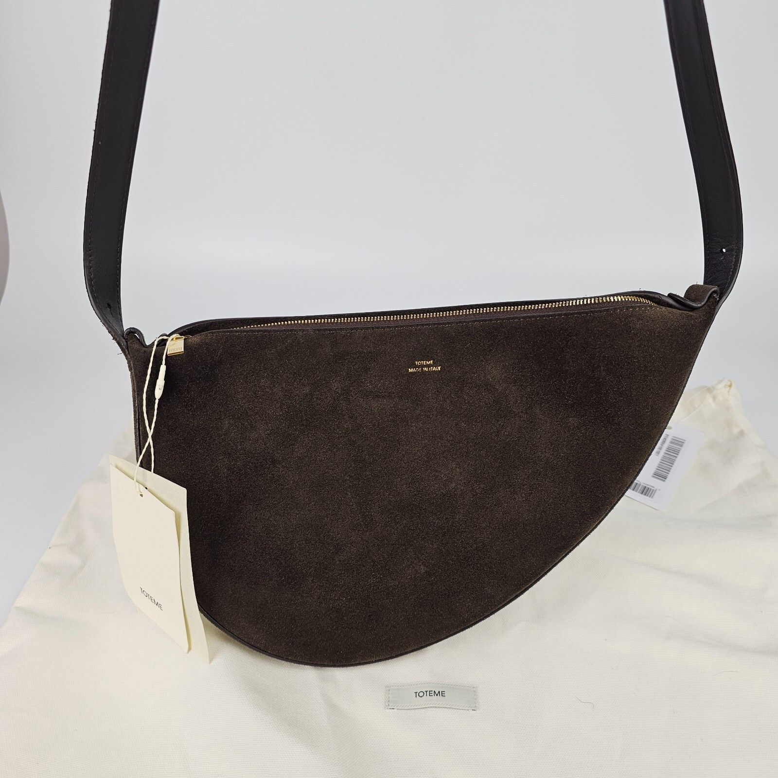 Toteme TOTEME Scooped Sling $890 Pepper Suede Shoulder Bag Size ONE SIZE - 1 Thumbnail