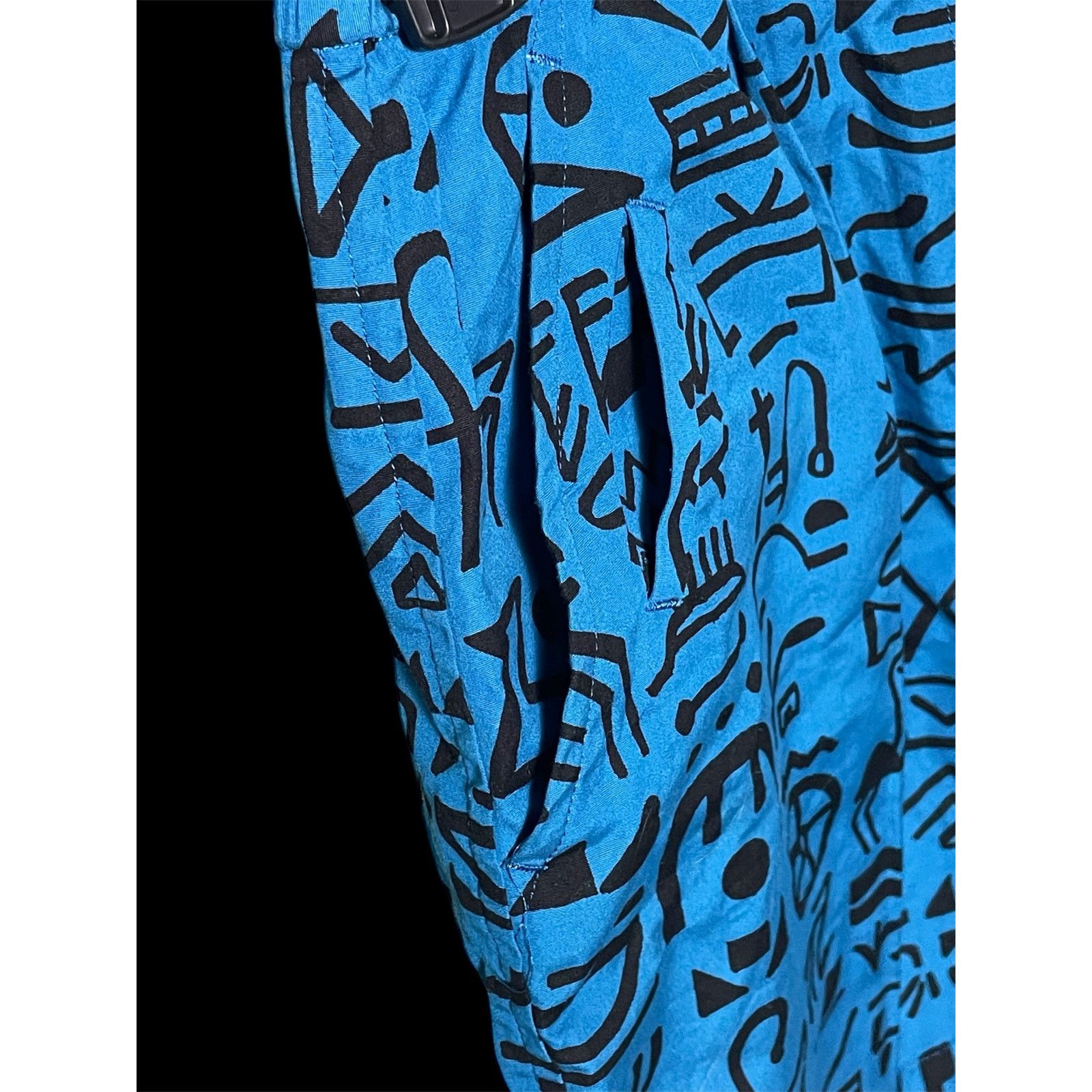 Vintage Christian Dior Sports Blue Geometric Pattern Shorts