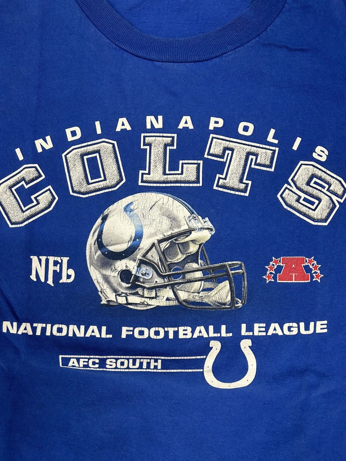 NFL × Vintage Crazy Vintage 90s Essential Blue Indianapolis Colt NFL Shirt Size US XL / EU 56 / 4 - 2 Thumbnail