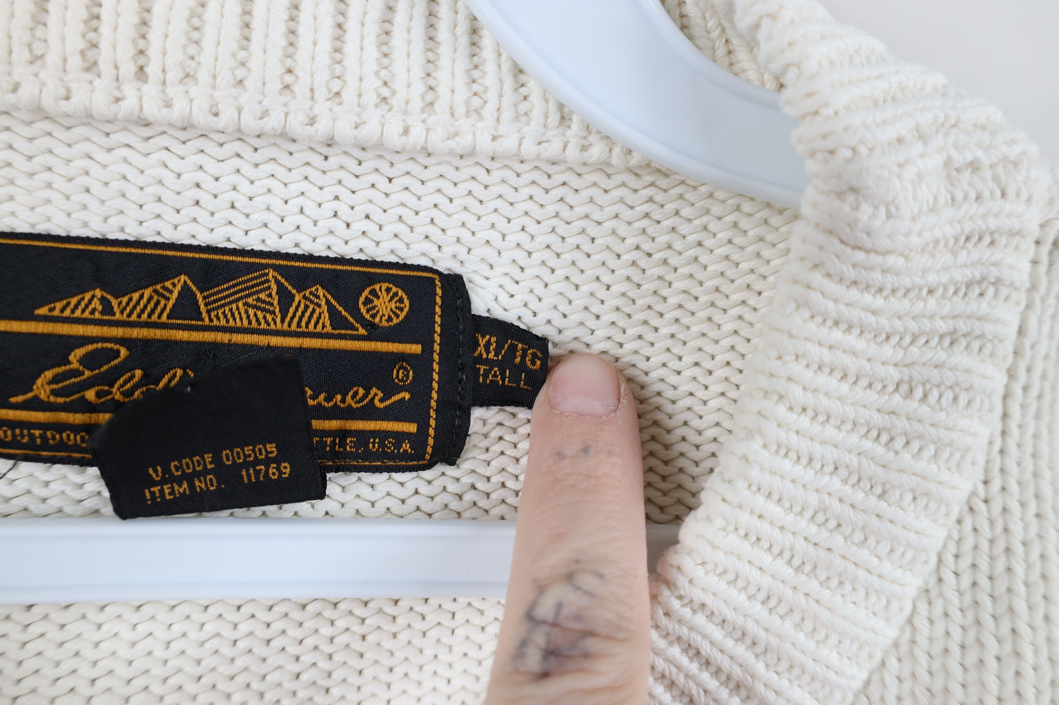 Eddie Bauer Vintage 90s Eddie Bauer Heavyweight Knit Sweater Off White Size US XL / EU 56 / 4 - 7 Thumbnail