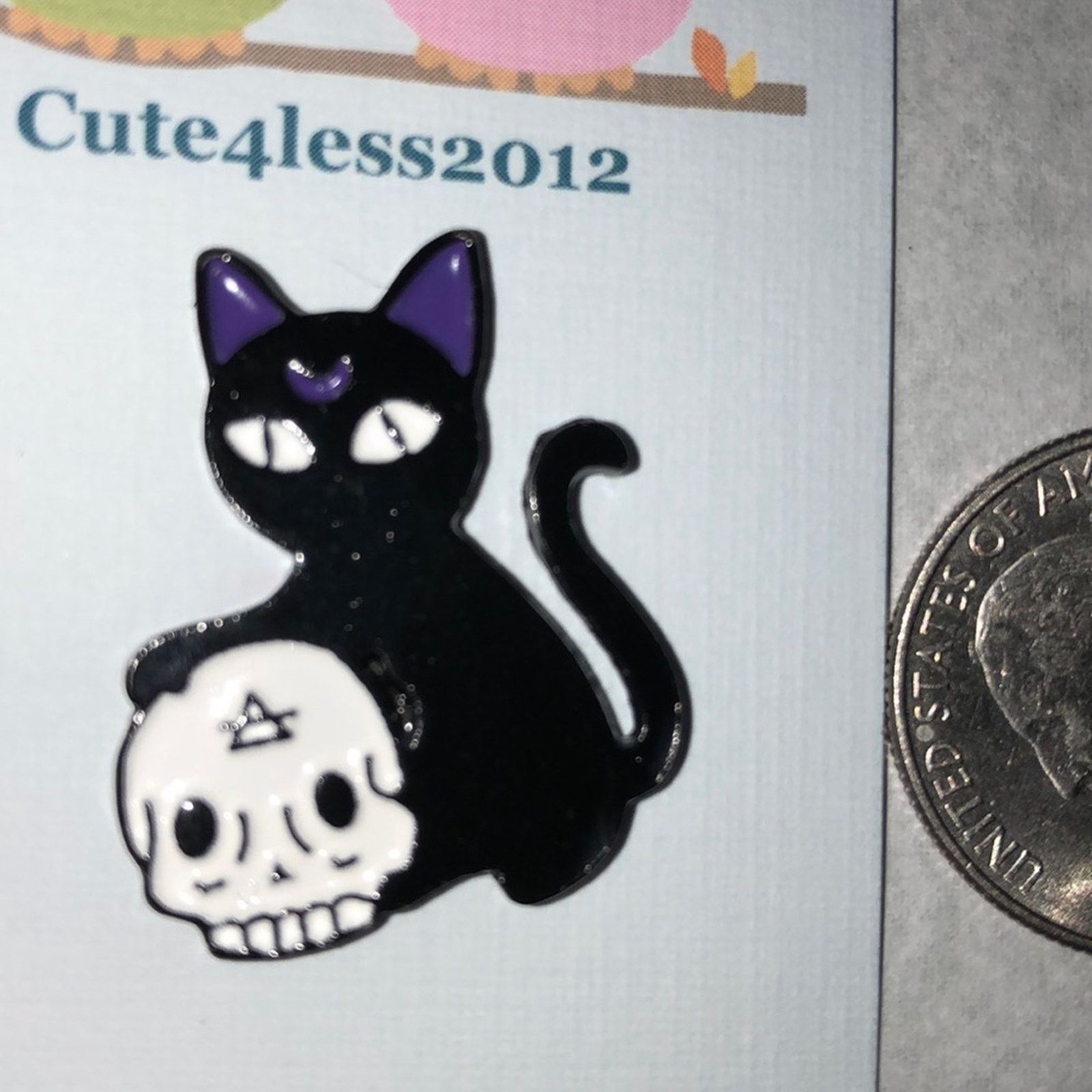 Other Black Cat with Skull Halloween Pin Brooch Size ONE SIZE - 1 Preview