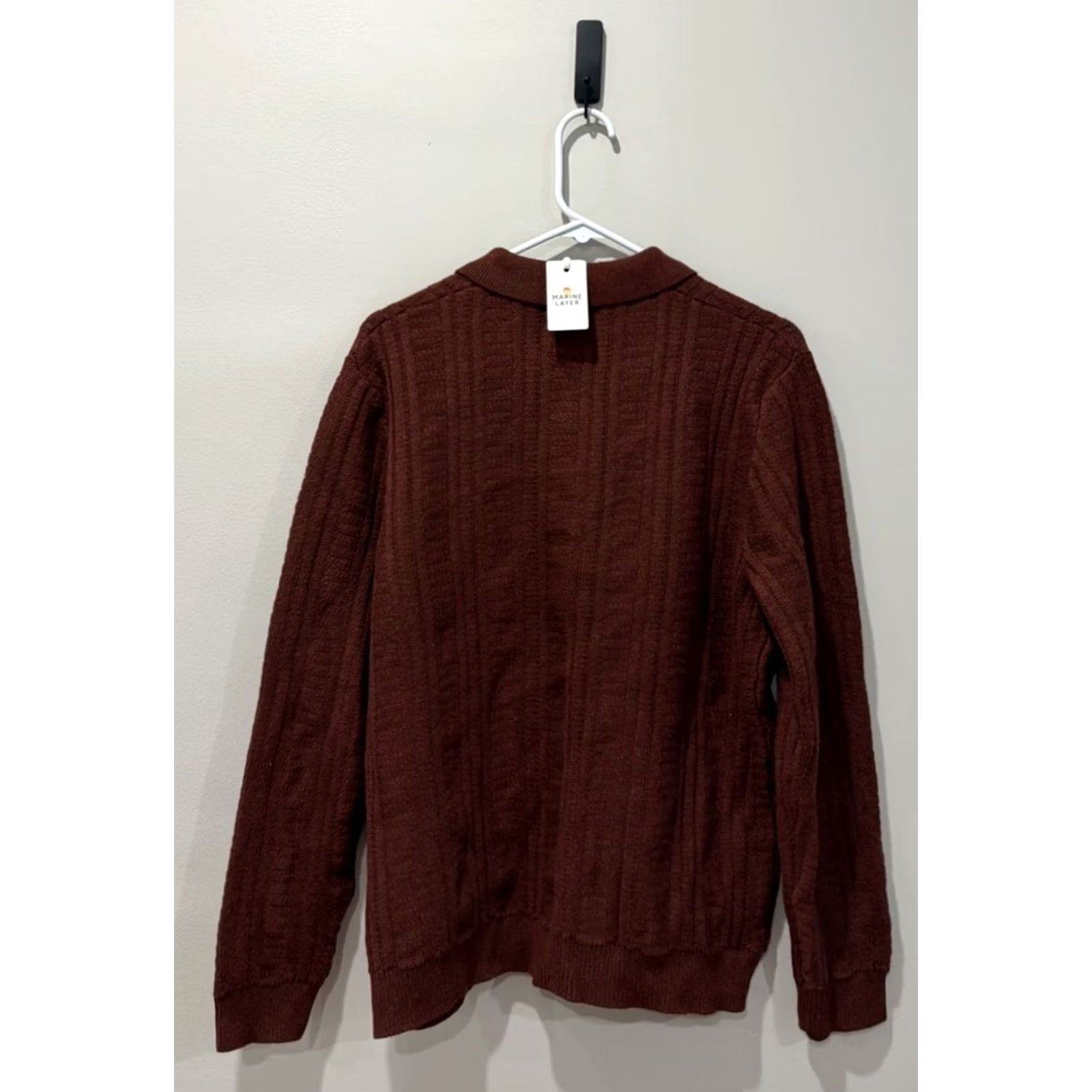 Marine Layer Marine Layer Cardigan Sweater Men’s M Maroon Button Knit Cotton Nylon Wool Cabled Regular Size US M / EU 48-50 / 2 - 2 Thumbnail