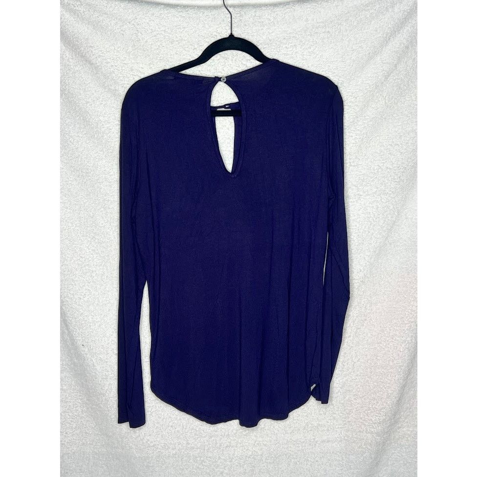 Other Knit Top Purple Long Sleeve Rounded Hem Keyhole Front Back Size M / US 6-8 / IT 42-44 - 9 Thumbnail