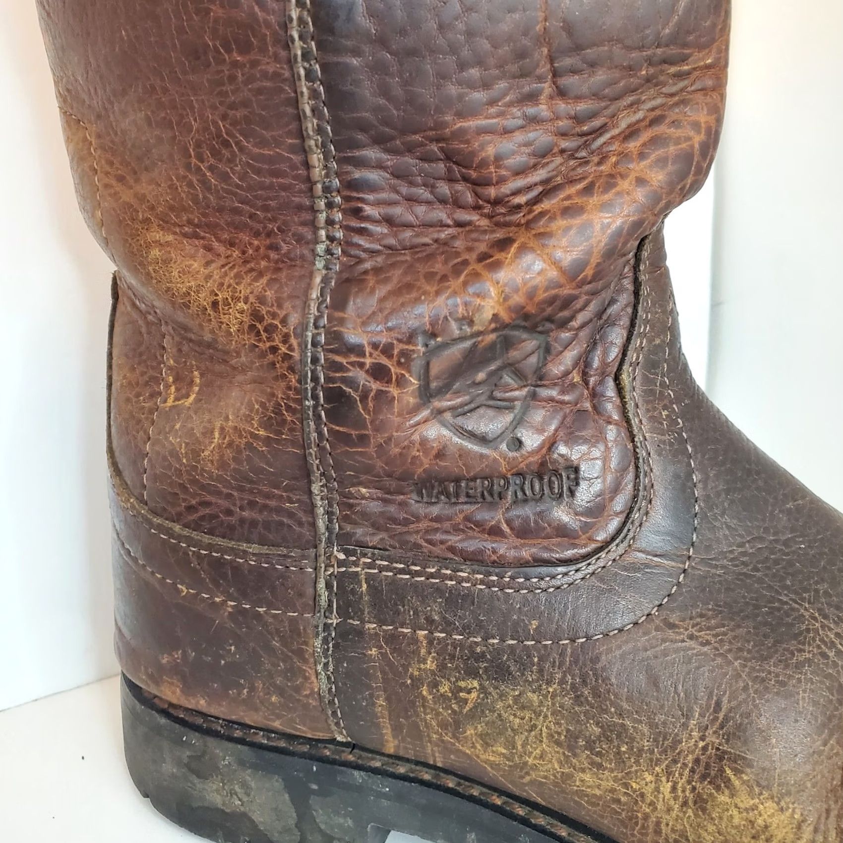 Ariat Ariat Sierra H2O Waterproof Mens Western Leather Work Cowboy Boots 10002385 Brown Mid-Calf Rubber Outsole Rounded Toe Pull On 10.5 Comfort Plus Size US 11 / EU 44 - 3 Thumbnail
