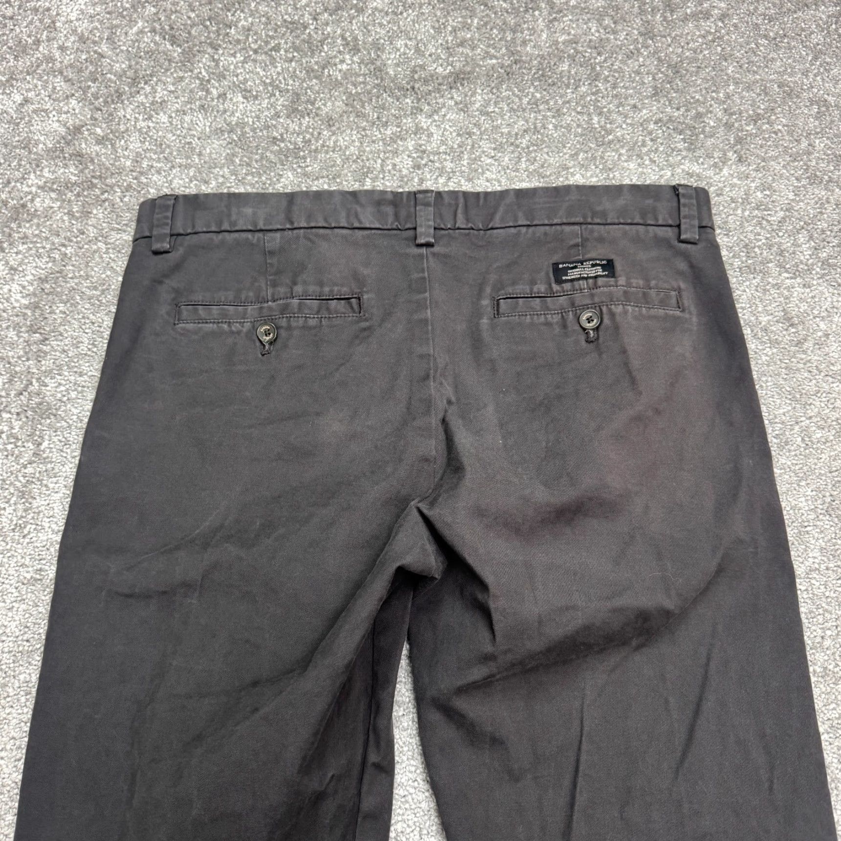Banana Republic Banana Republic Fulton Skinny Chino Pants Mens 33x34 Dark Gray Straight Cotton Regular Slim Detail: Button Zip Pockets Breathable Stretch Size US 33 - 4 Thumbnail