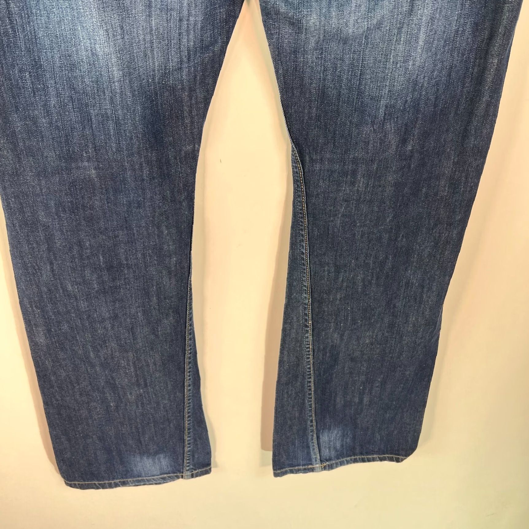 Vintage Blend Jeans Mens Flat Front Dark Wash Button Fly Blue Straight Denim Jeans 32 Regular 5-Pocket Blue Mens Size US 36 / EU 52 - 6 Thumbnail