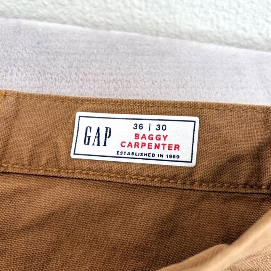 Gap Gap Utility Baggy Jeans Canvas Double-Knee Khaki Brown Men 38x29 (Tag 36x30) Size US 38 / EU 54 - 3 Thumbnail