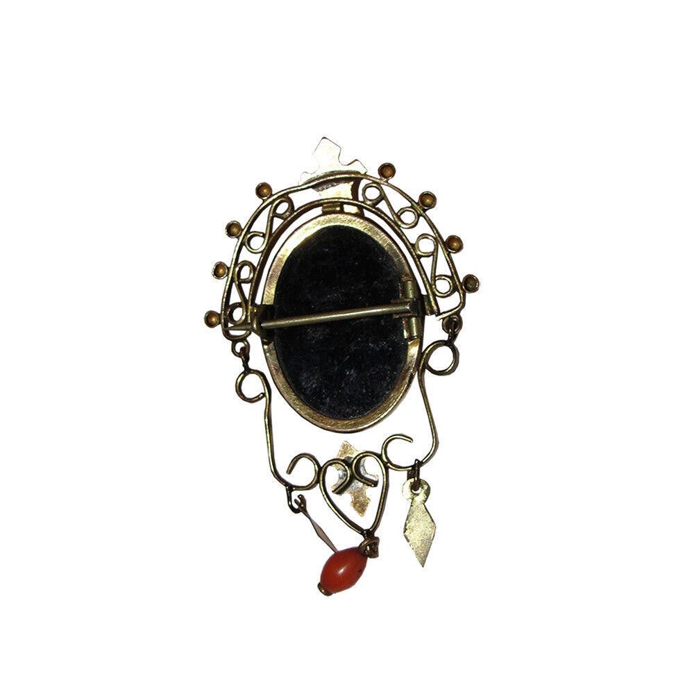 Other 14kt Rolled Gold Brass Victorian Carved Sardinian Red Coral Size ONE SIZE - 3 Thumbnail