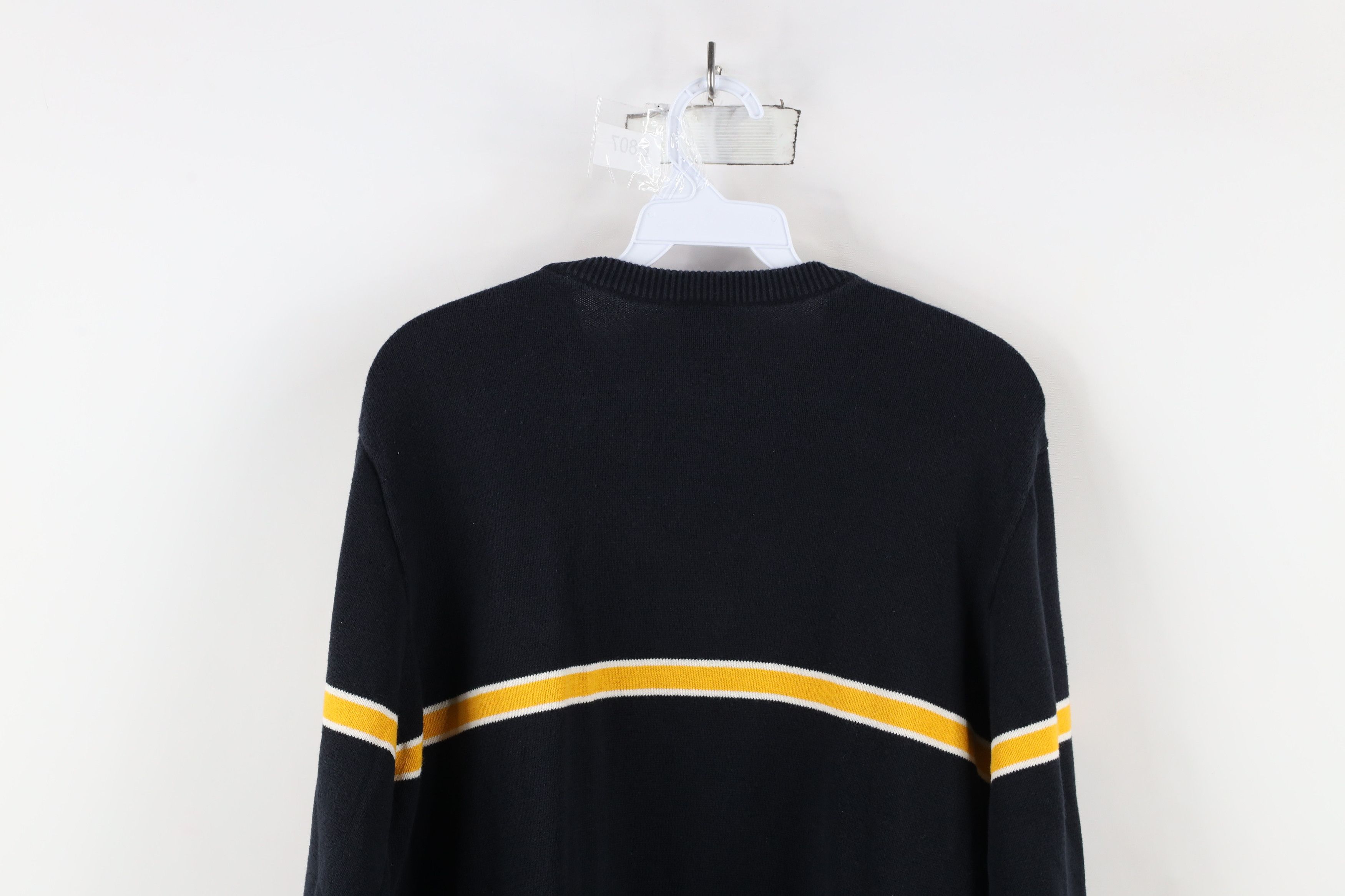 Nautica × Vintage Vintage 90s Nautica Spell Out Striped Knit Crewneck Sweater Size US L / EU 52-54 / 3 - 8 Thumbnail
