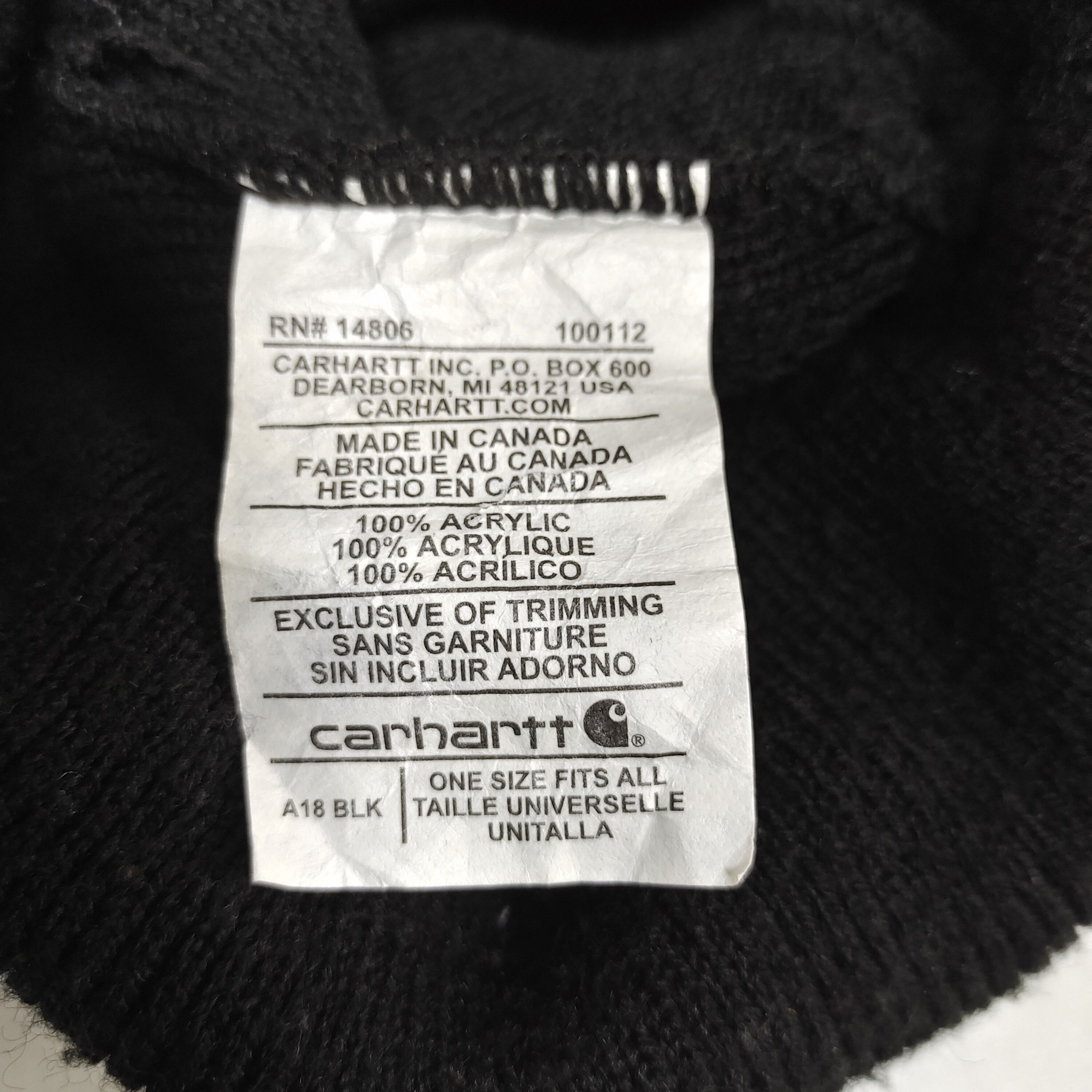 Carhartt CARHARTT KNIT CUFFED BEANIE (A18) - BLACK Size ONE SIZE - 8 Thumbnail