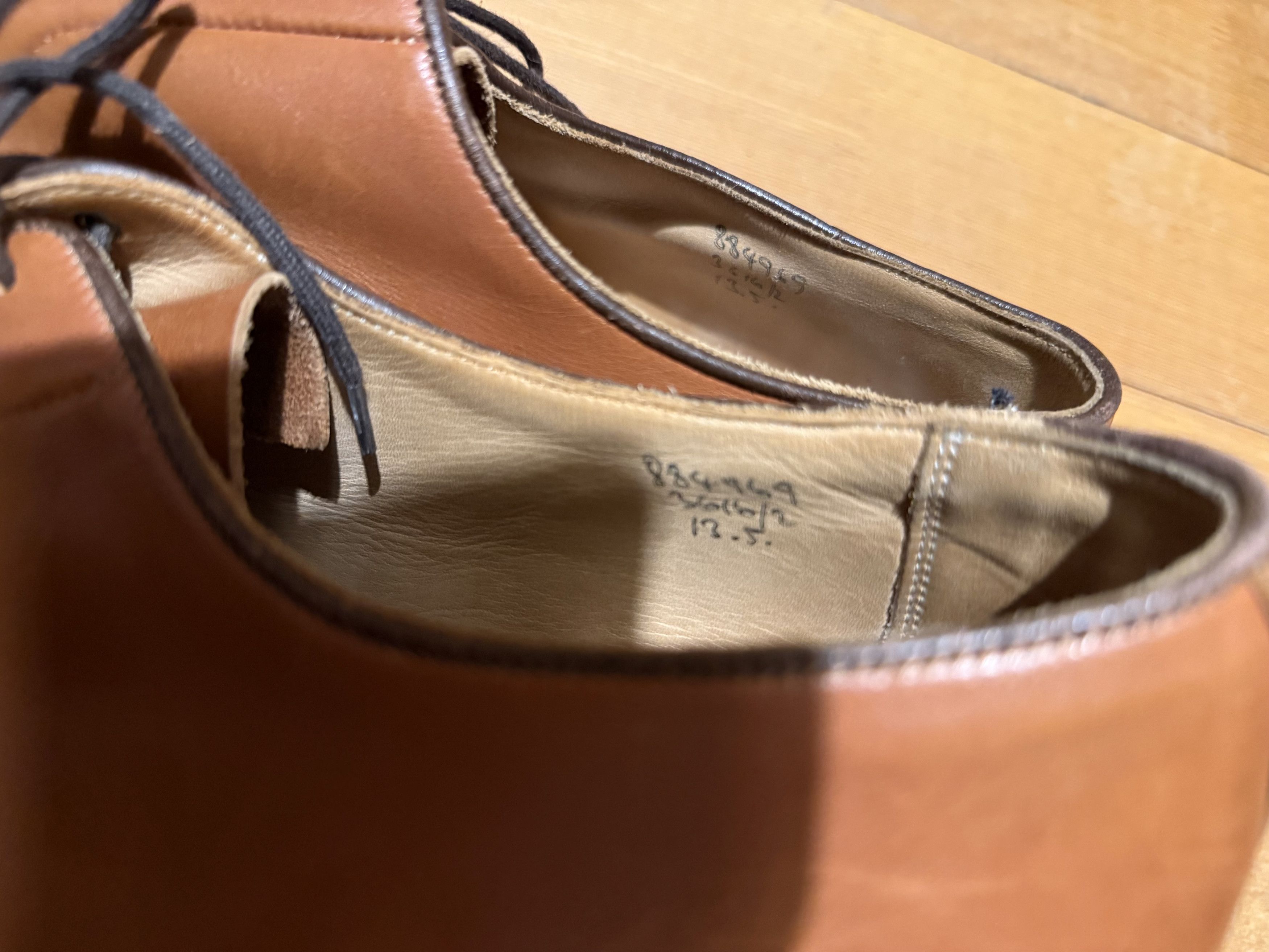Tricker's Tricker's Bobby Derby Shoe - Tan Calf Leather Size US 13 / EU 46 - 2 Thumbnail