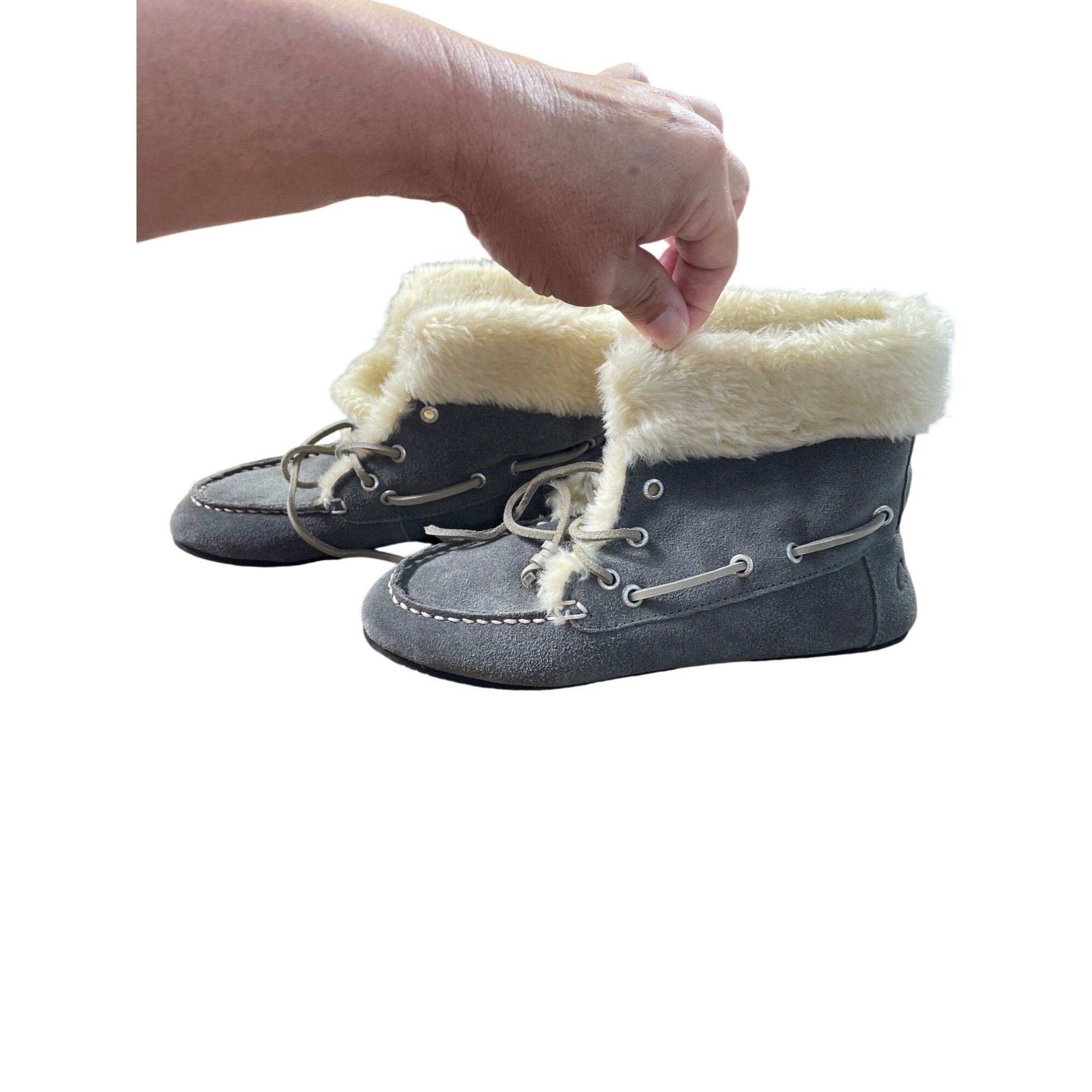 Cabelas Cabelas Womens Gray Suede Fur-Lined Ankle Bootie Shoes Size Size US 7 / IT 37 - 3 Thumbnail