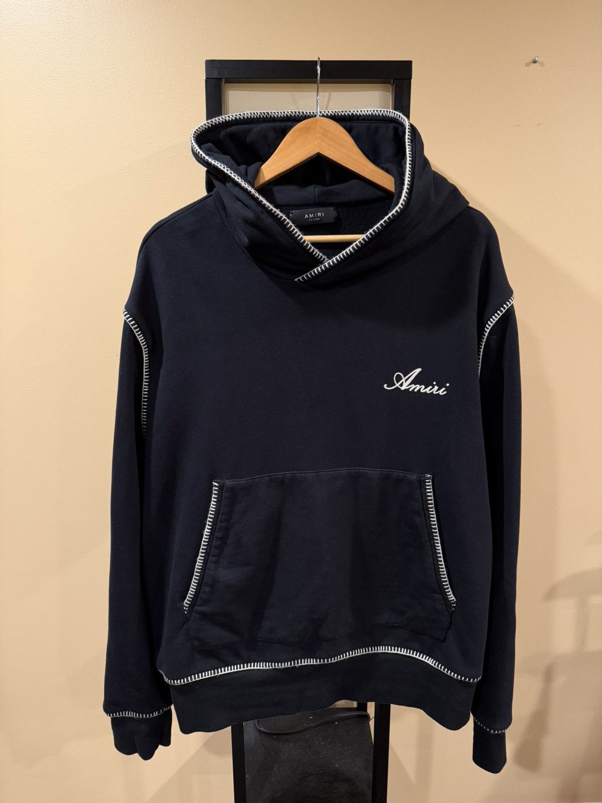 Amiri Amiri Chain Stitch Embroidered Logo Black Pullover Hoodie Size US XXL / EU 58 / 5 - 1 Thumbnail