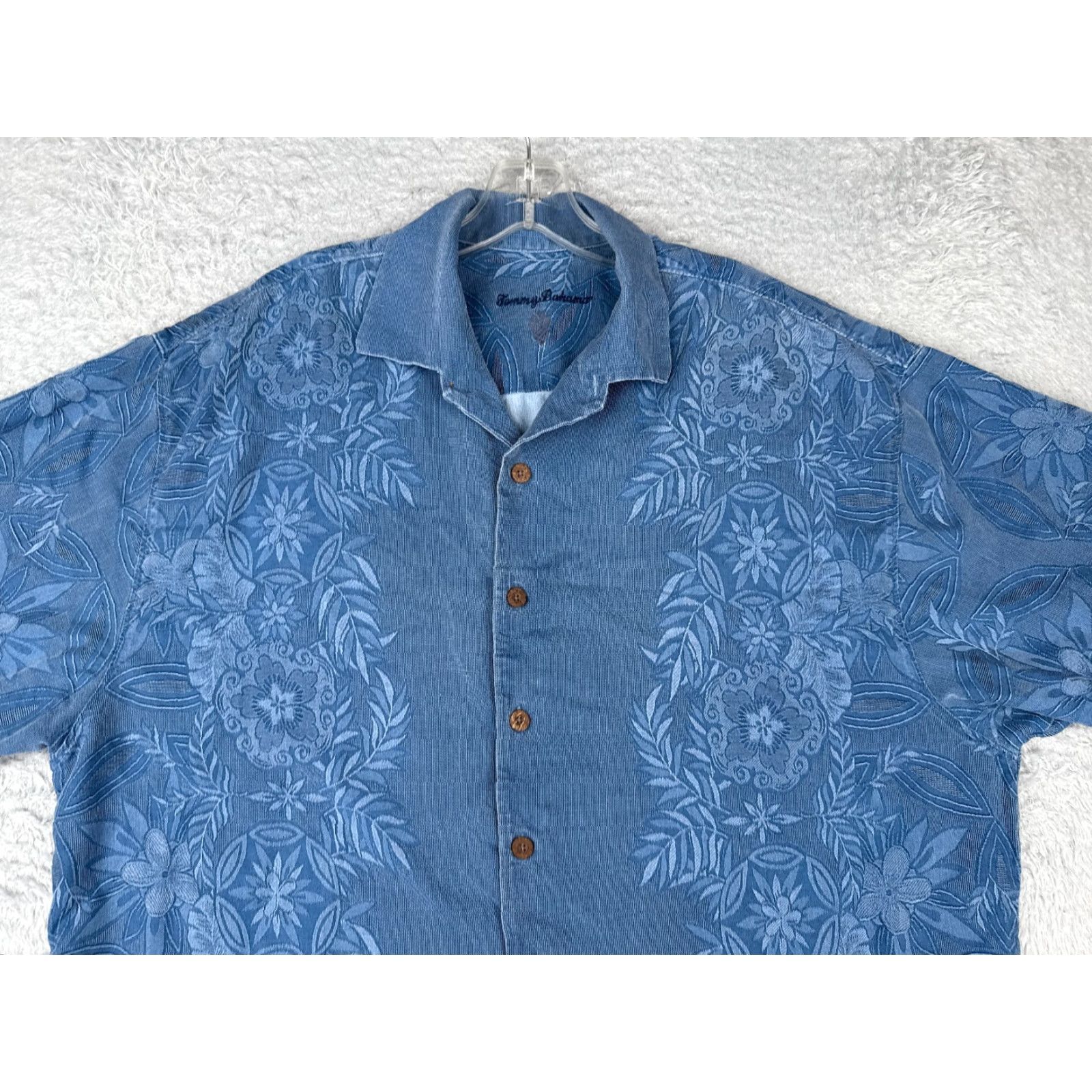 Tommy Bahama Tommy Bahama Shirt Men Large Blue Wood Button Up 100% Silk Floral Leaf Beach Size US L / EU 52-54 / 3 - 4 Thumbnail