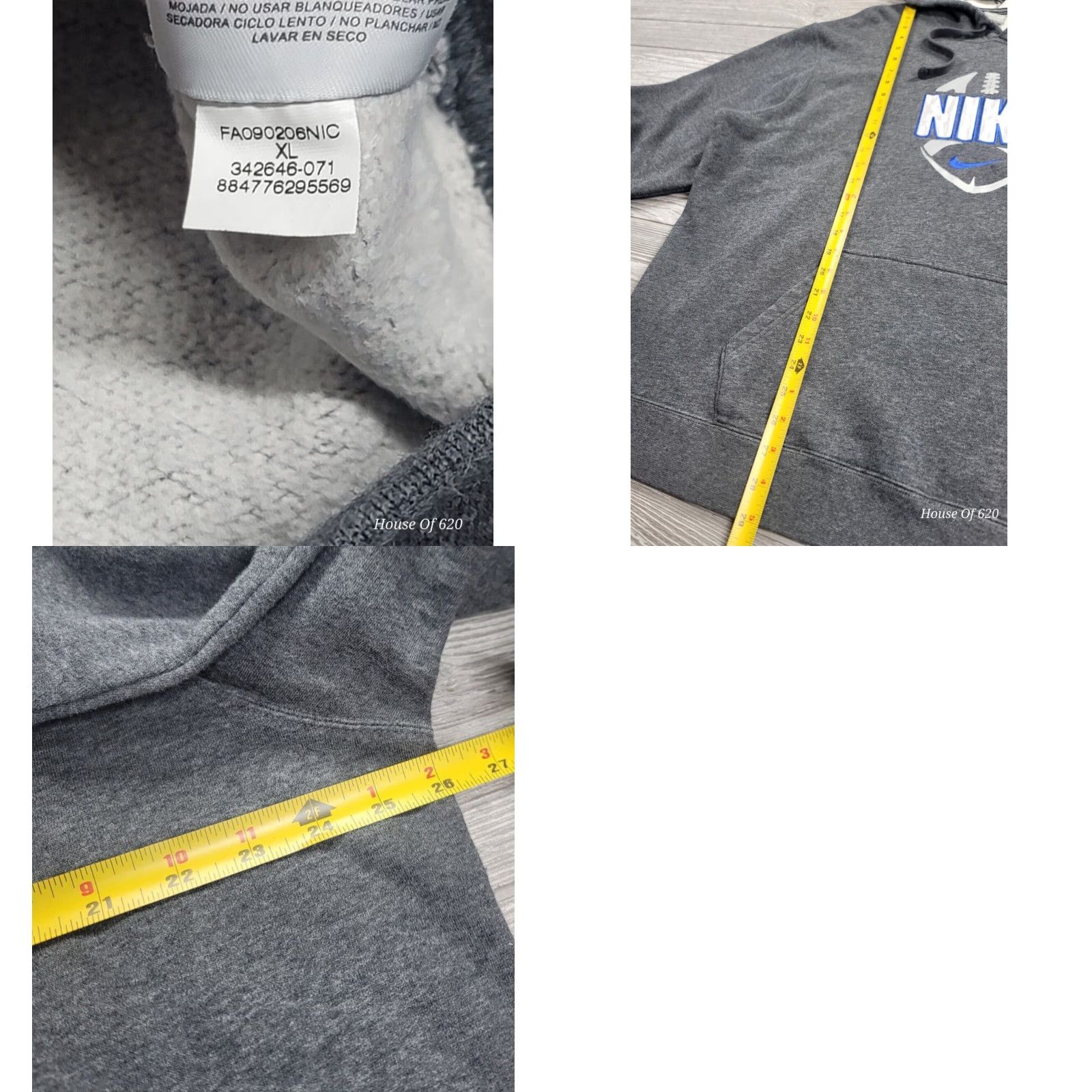 Nike VINTAGE Nike Football L Center Swoosh Spell Out Hoodie Embroider Travis Scott Y2K Ladies? Size US L / EU 52-54 / 3 - 9 Thumbnail