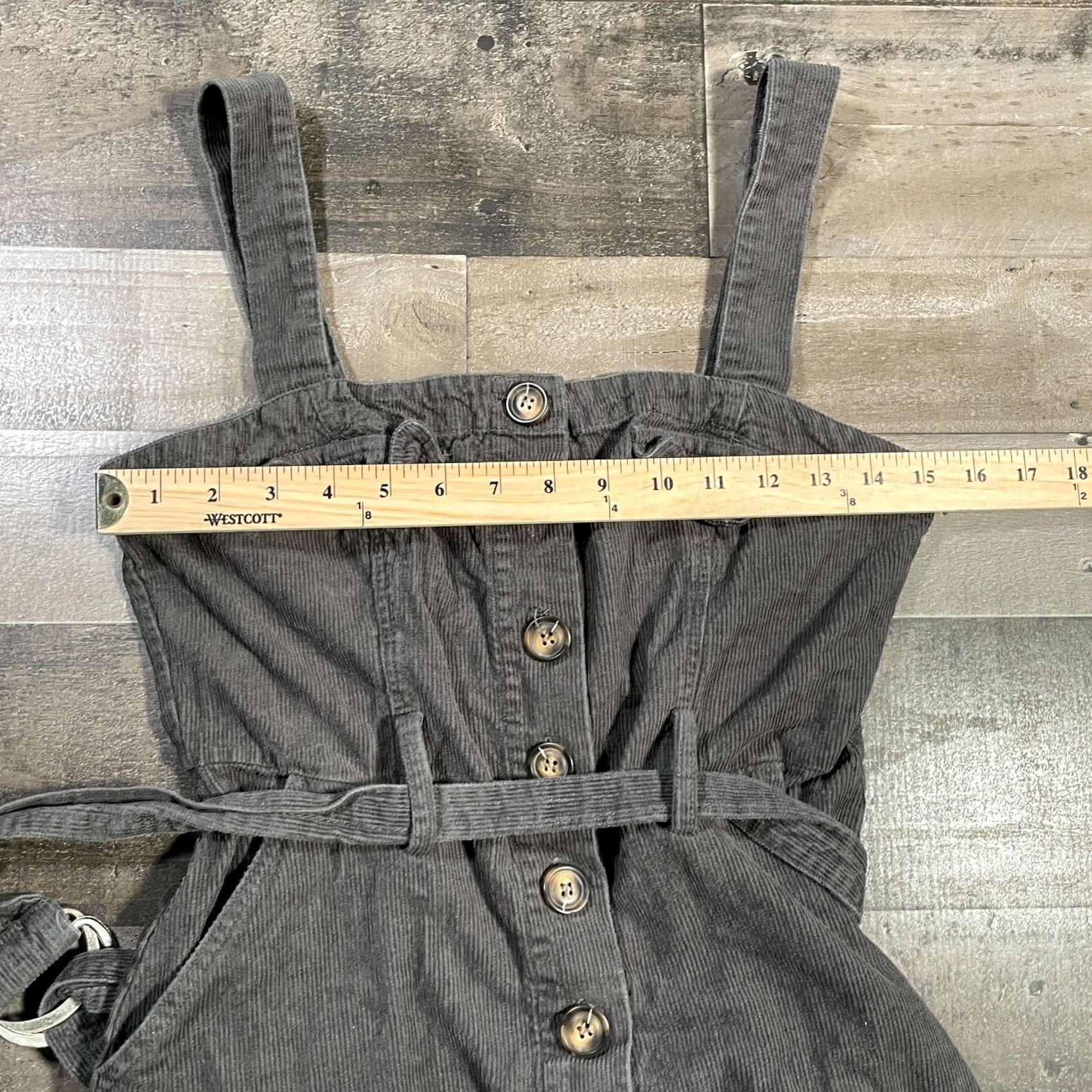 Vintage Charlotte Russe Dress Women S Small Gray Mini Short Button Front Belted Corduroy Size 28" / US 6 / IT 42 - 5 Thumbnail