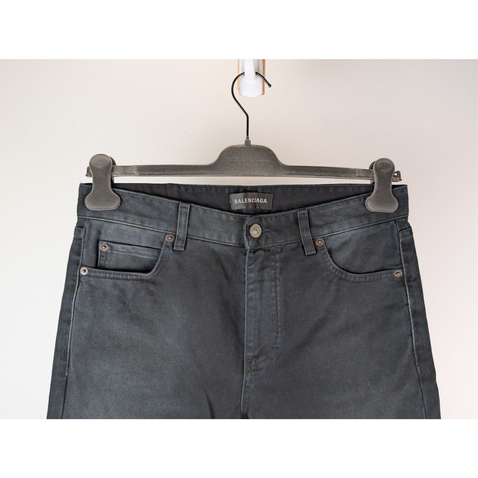 Balenciaga o1rshd1 CCRAB Soft Black Left Hand Denim Jeans Pants Size US 33 - 2 Thumbnail