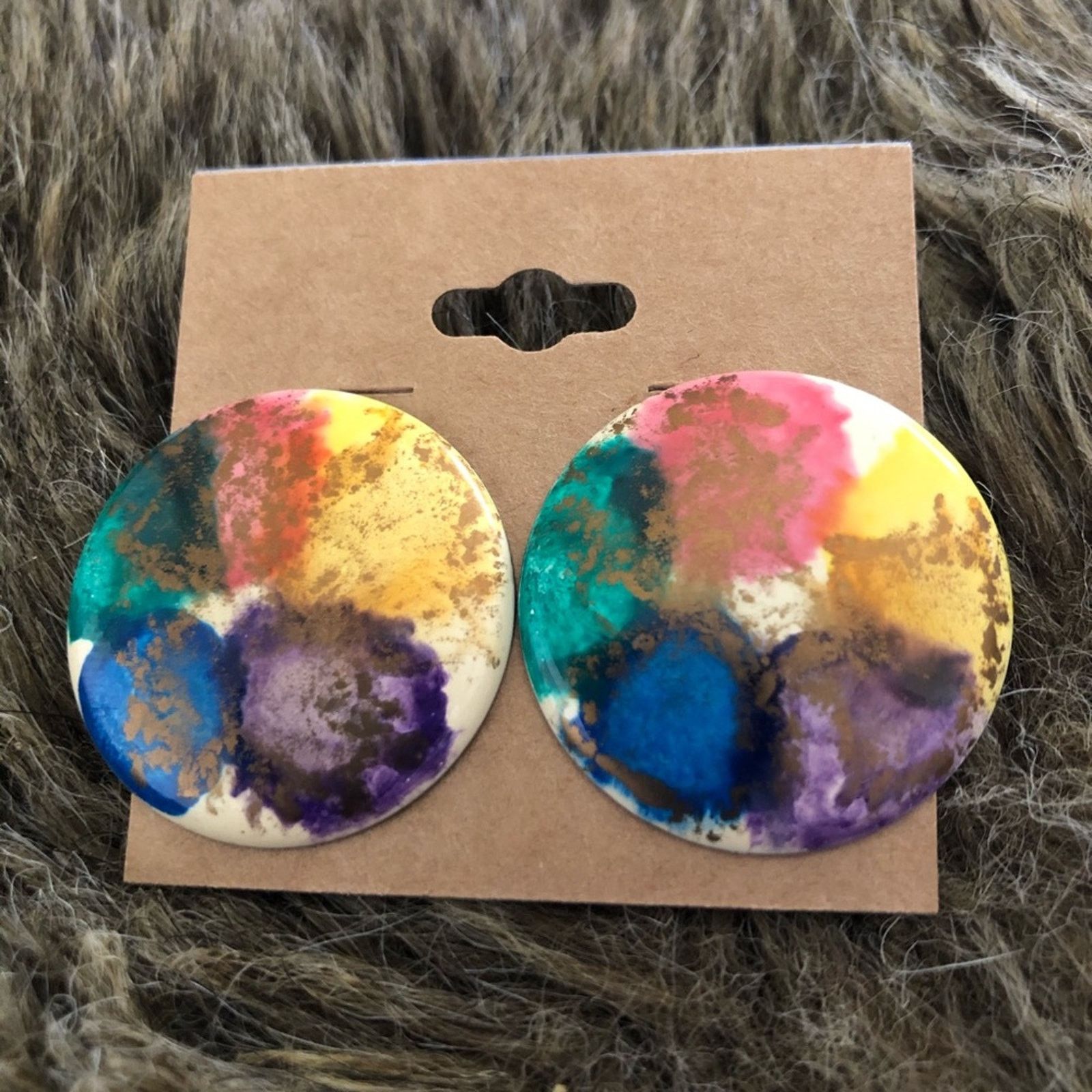 Vintage Vintage 80s painting metal disc statement earrings Size ONE SIZE - 1 Thumbnail
