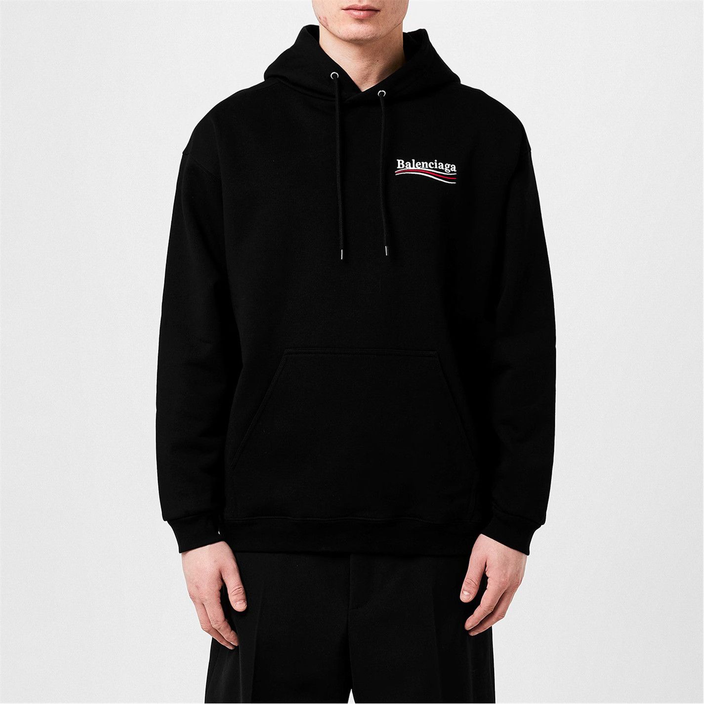 Balenciaga o1g2r1mq0226 Logo Political Hoodie In Black Size US S / EU 44-46 / 1 - 3 Thumbnail
