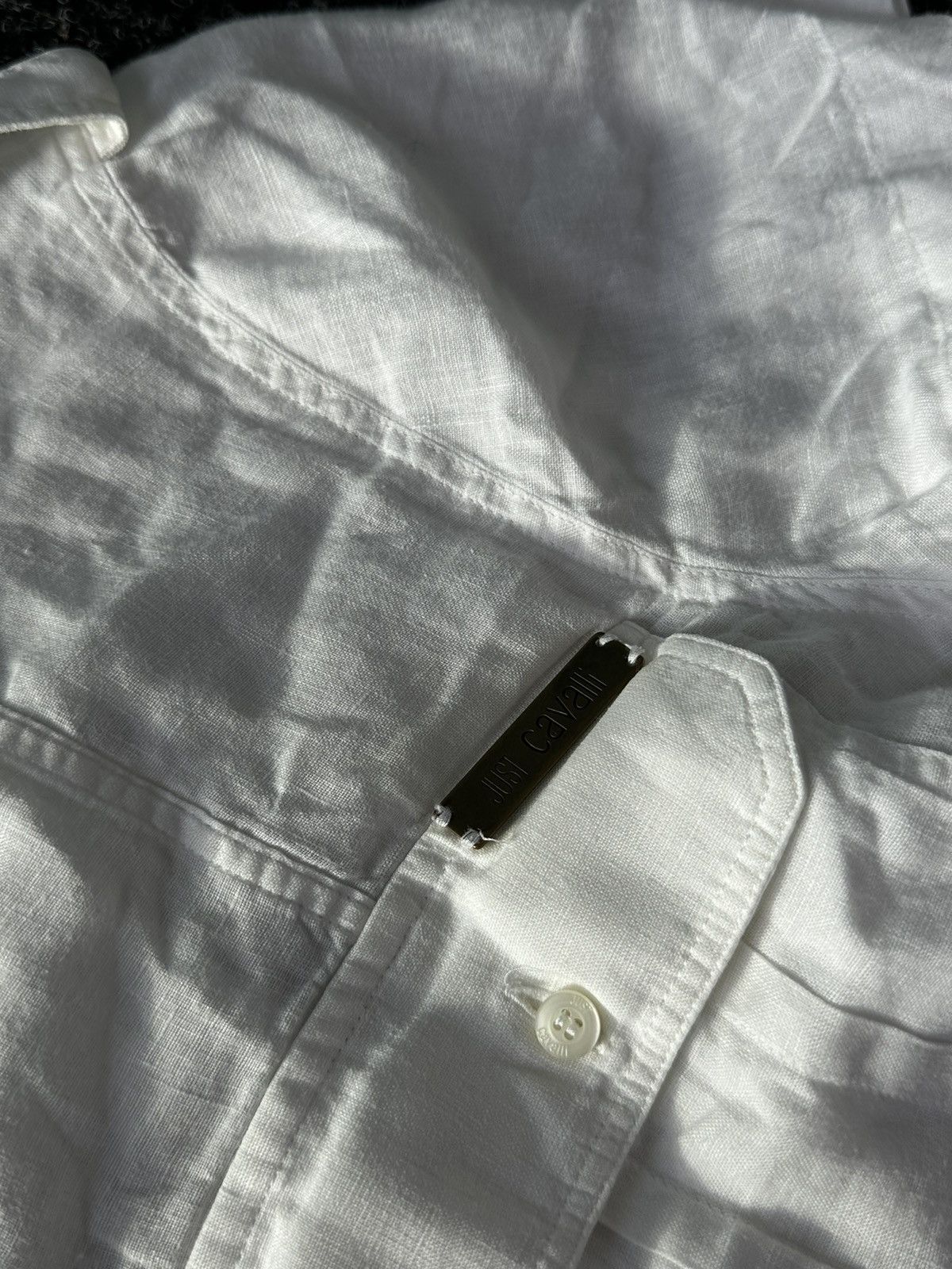 Just Cavalli × Vintage RARE🚨 SS04 Just Cavalli White Eroded Floral Shirt metal logo Size US XL / EU 56 / 4 - 4 Thumbnail