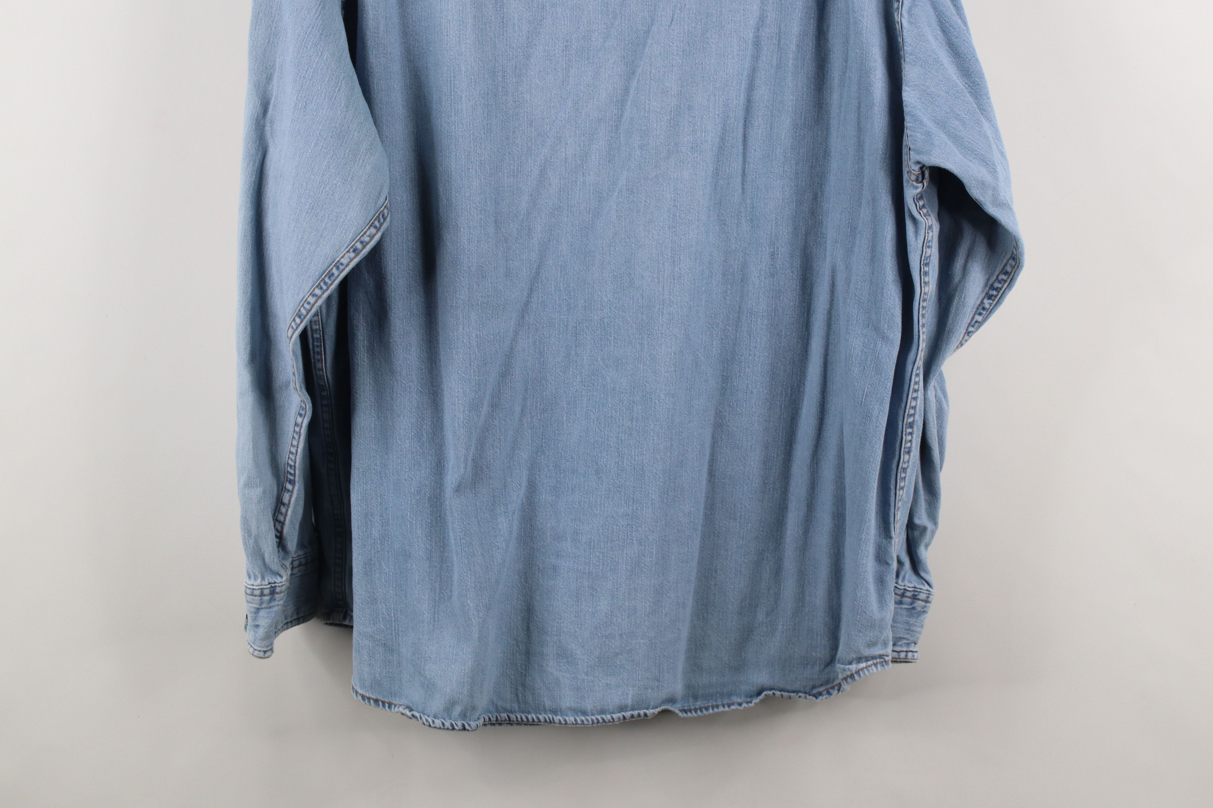 Vintage Vintage 90s Streetwear Denim Jean Collared Button Shirt Blue Size US XL / EU 56 / 4 - 15 Thumbnail