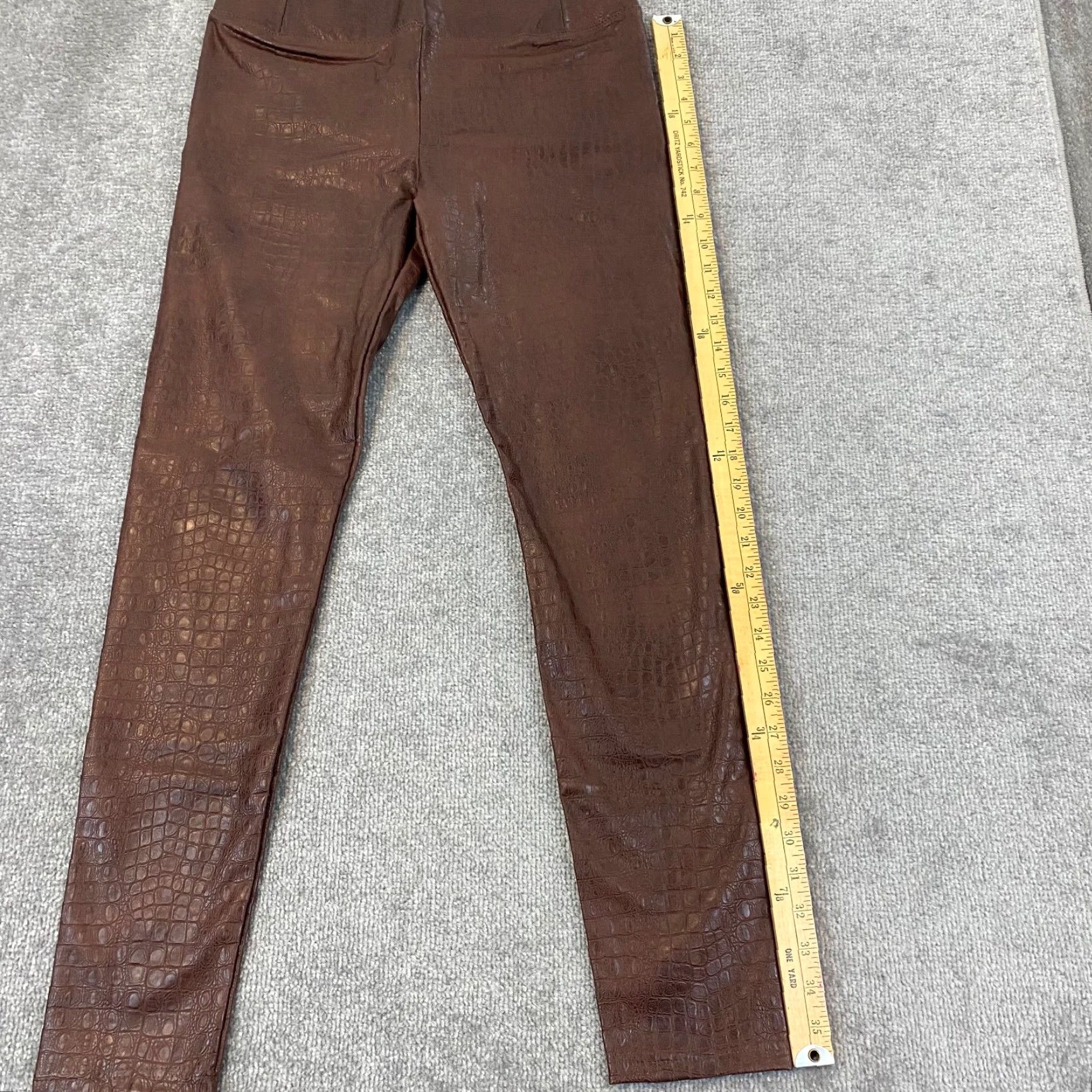 7 For All Mankind 7 For All Mankind Leggings Women Medium Brown Faux Leather Stretch Ankle Gym Run Size 32" / US 10 / IT 46 - 4 Thumbnail