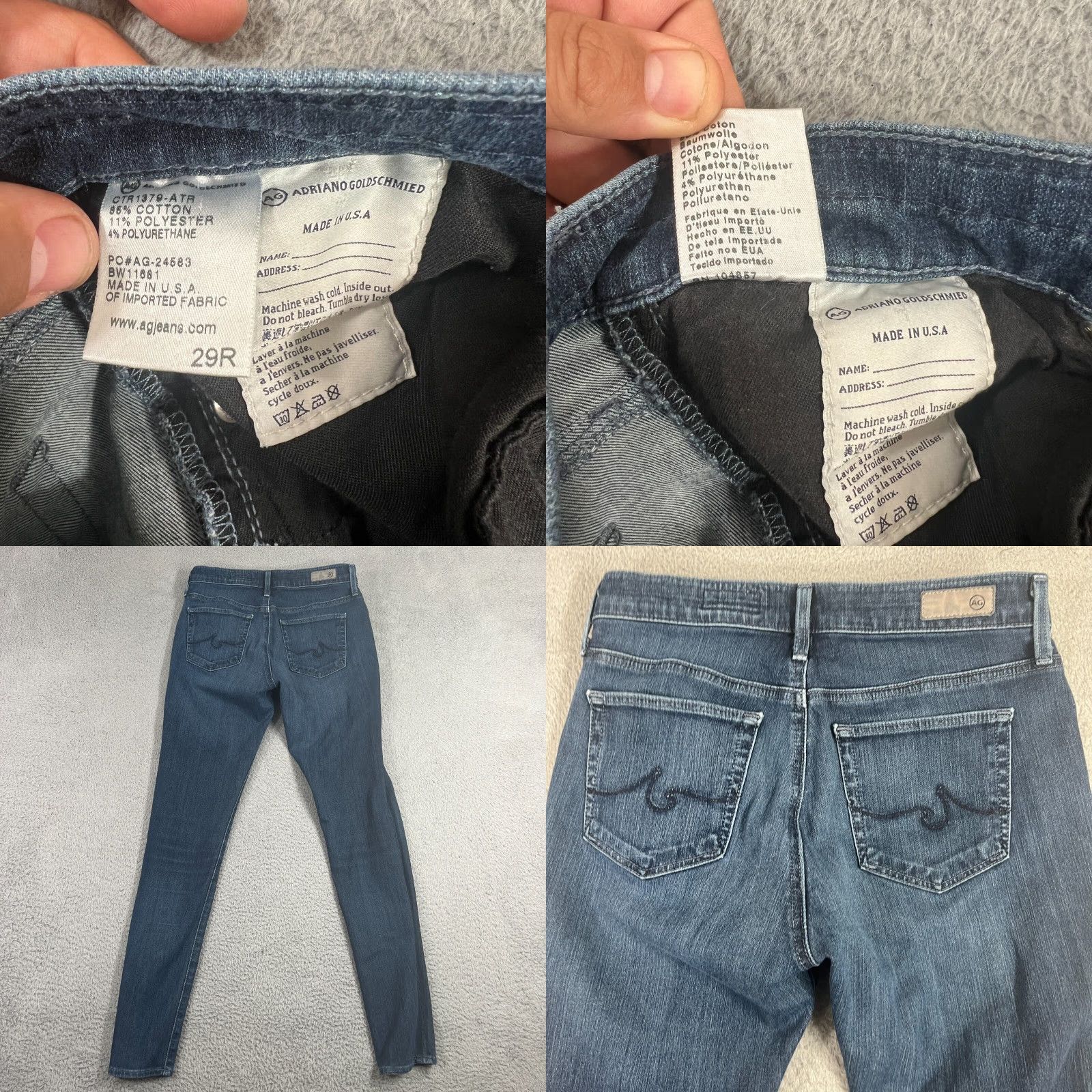 Vintage AG Adriano Goldschmied Jeans Womens 29 Regular High Rise Skinny 5-Pocket Blue Denim Size 29" - 8 Thumbnail