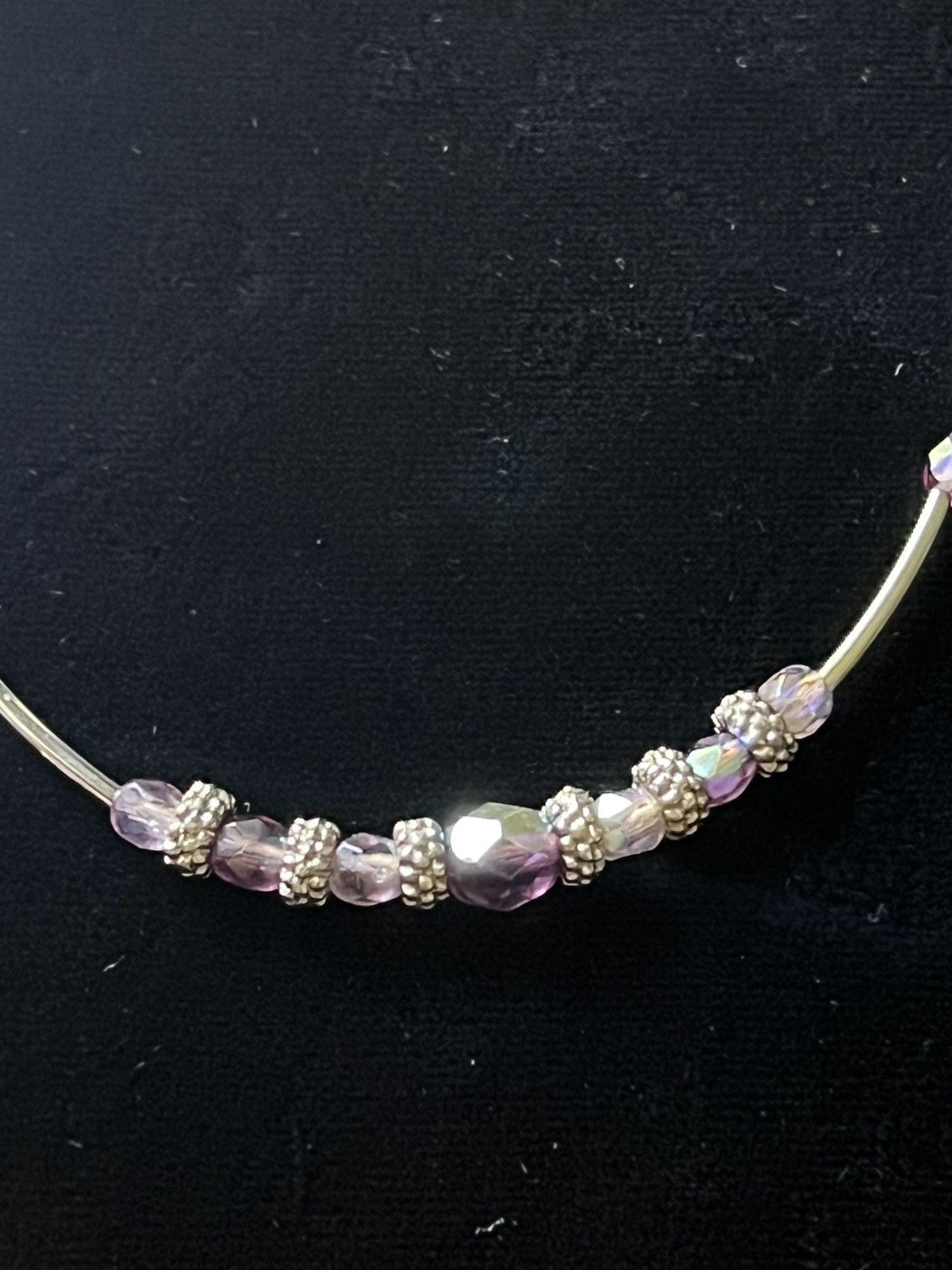 Other Lia Sophia Purple AB Crystal Silver Tube Necklace 16-19" Size ONE SIZE - 2 Thumbnail