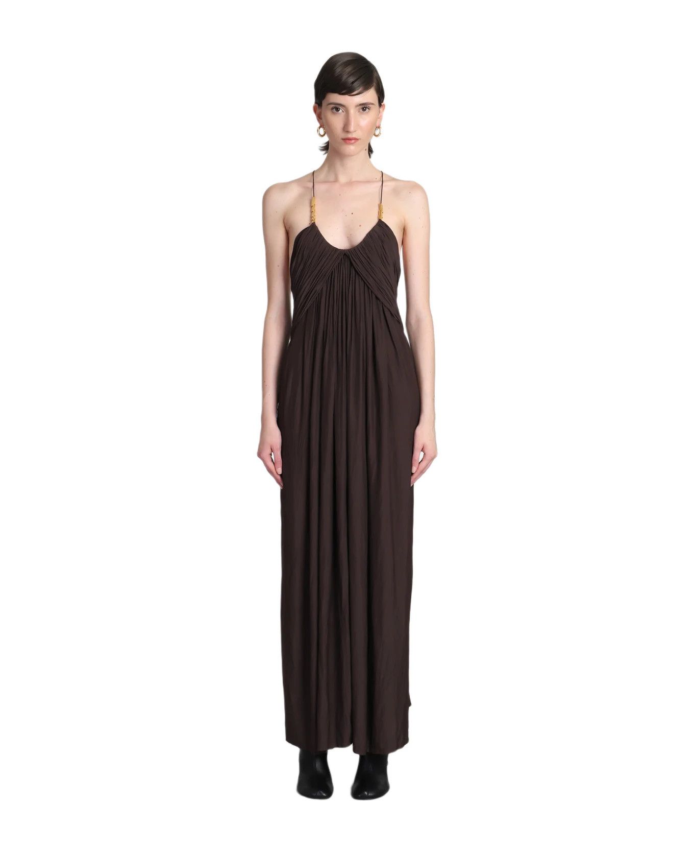 Lanvin o1y0326 Maxi Dress in Dark Brown Size S / US 4 / IT 40 - 1 Thumbnail