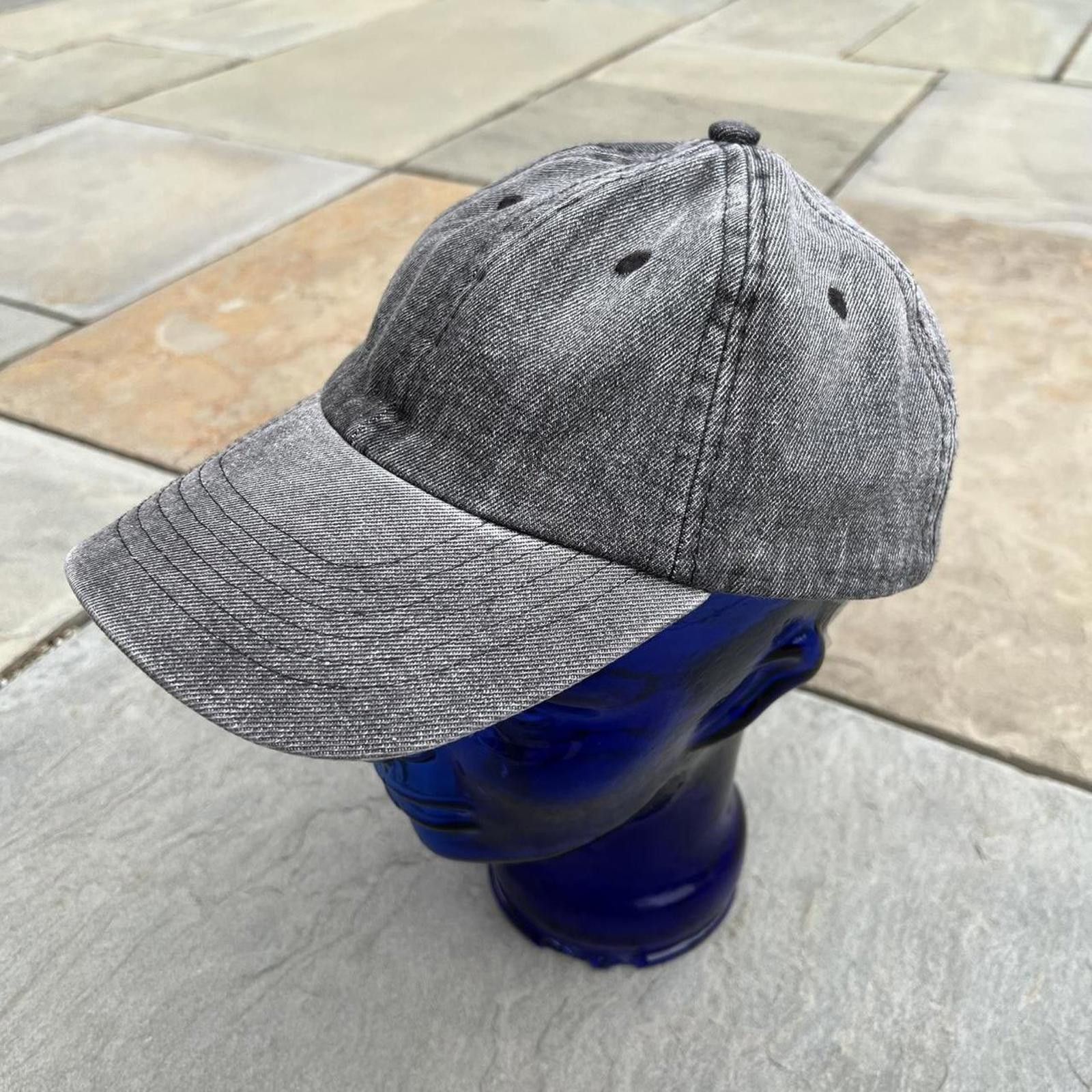 Other Black Grey Denim Strapback Dad Hat Size ONE SIZE - 1 Thumbnail