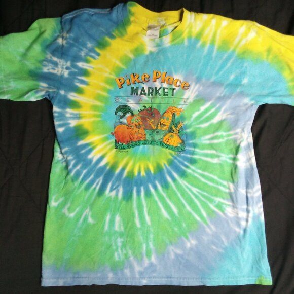 Gildan Vintage Pike Place Market Seattle Tie Dye T-Shirt Size US M / EU 48-50 / 2 - 2 Thumbnail